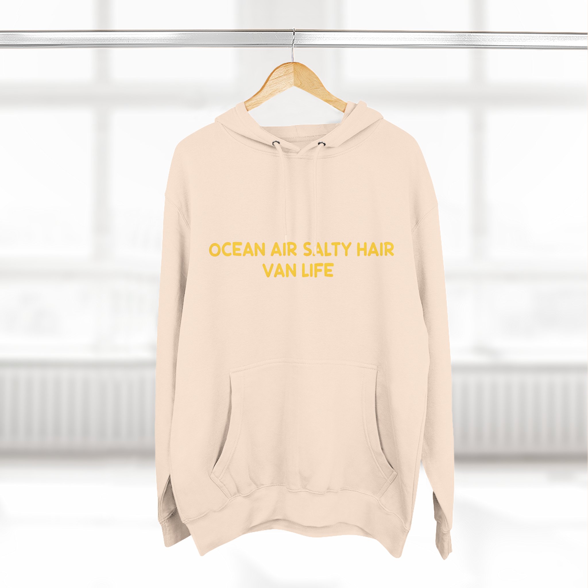 Three-Panel Fleece Hoodie - "Ocean Air Salty Hair Van Life" Design Sitcom-Line