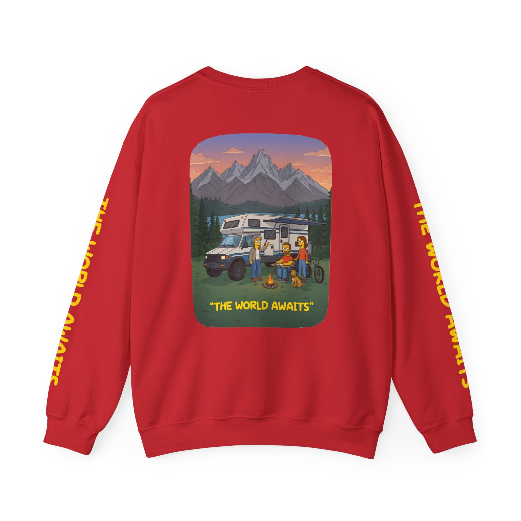 Unisex Heavy Blend™ Crewneck Sweatshirt — "The World Awaits" Design Sitcom-Line
