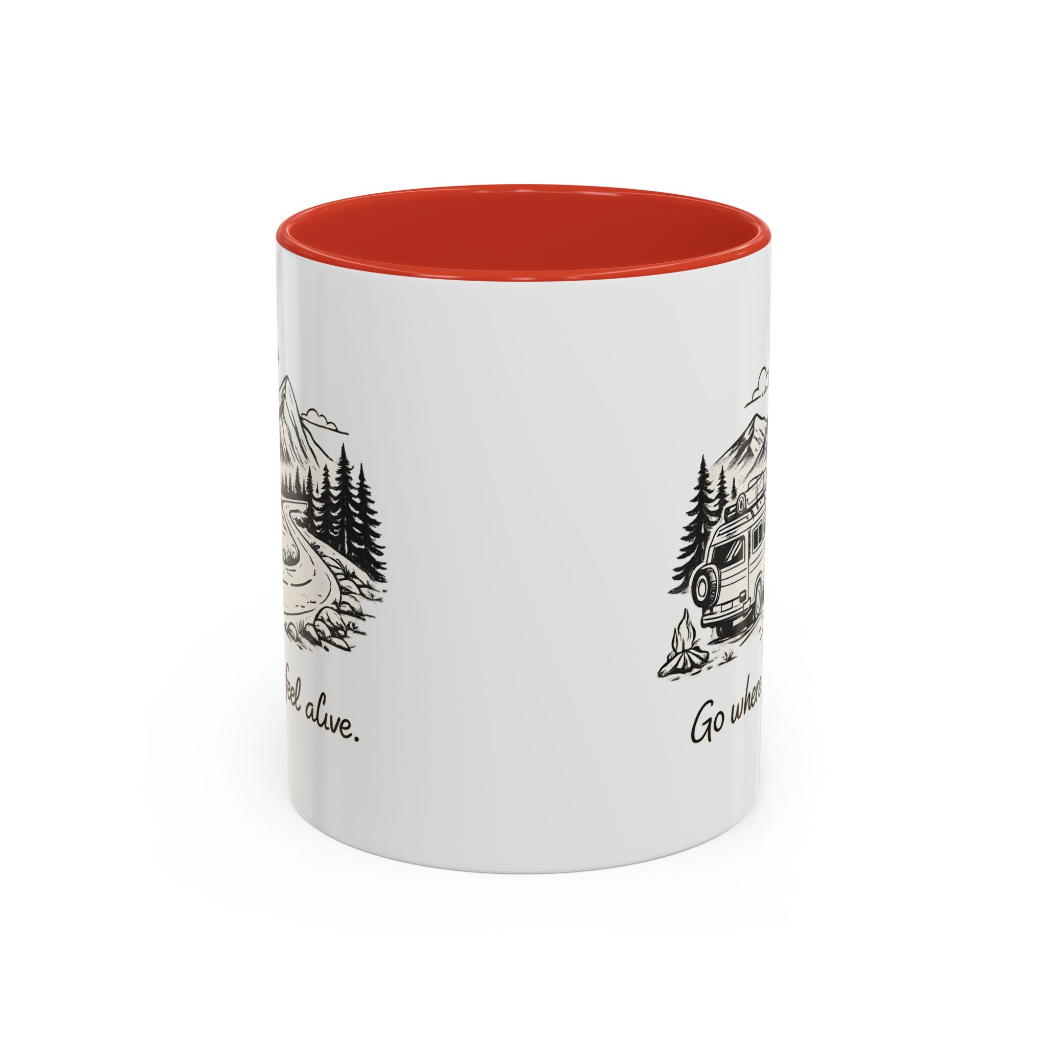 Accent Coffee Mug (11, 15oz) — "Go Where You Feel Alive" Design Minimal-Line