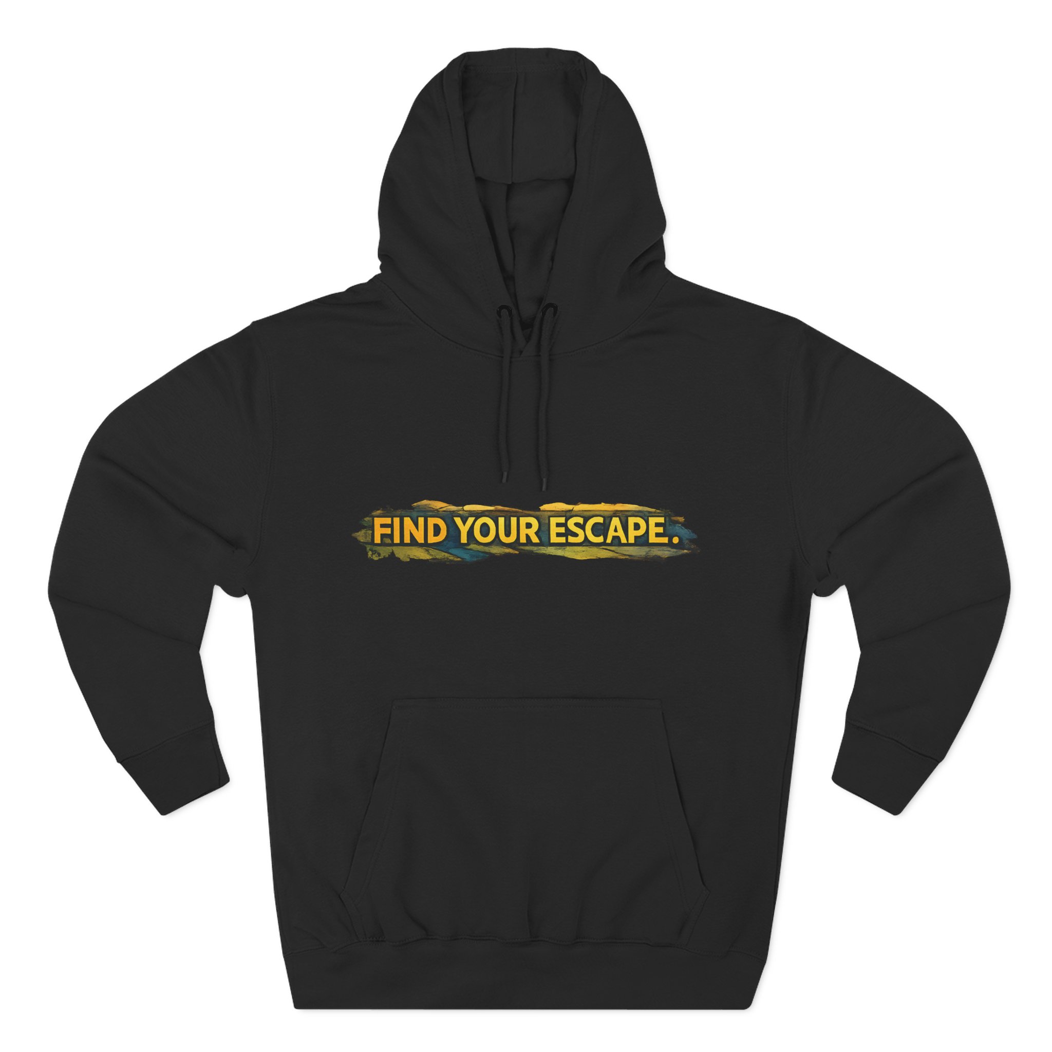 Three-Panel Fleece Hoodie - "Find Your Escape" Design Cubic-Line