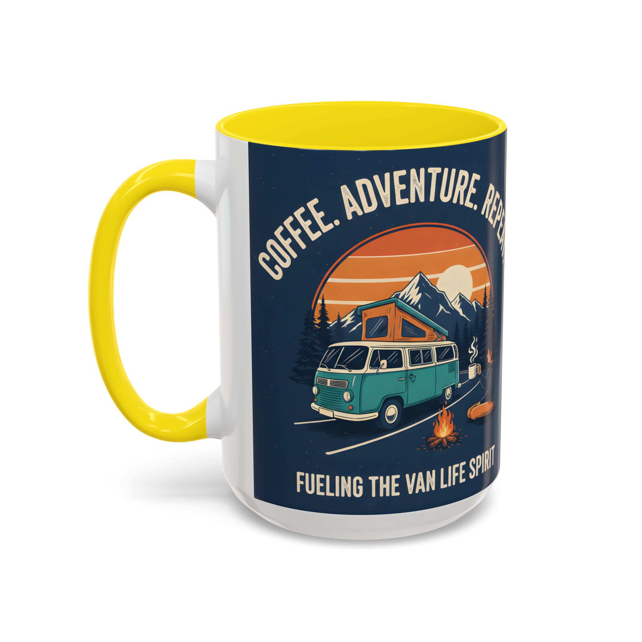 Accent Coffee Mug (11, 15oz) - "Coffee. Adventure. Repeat."