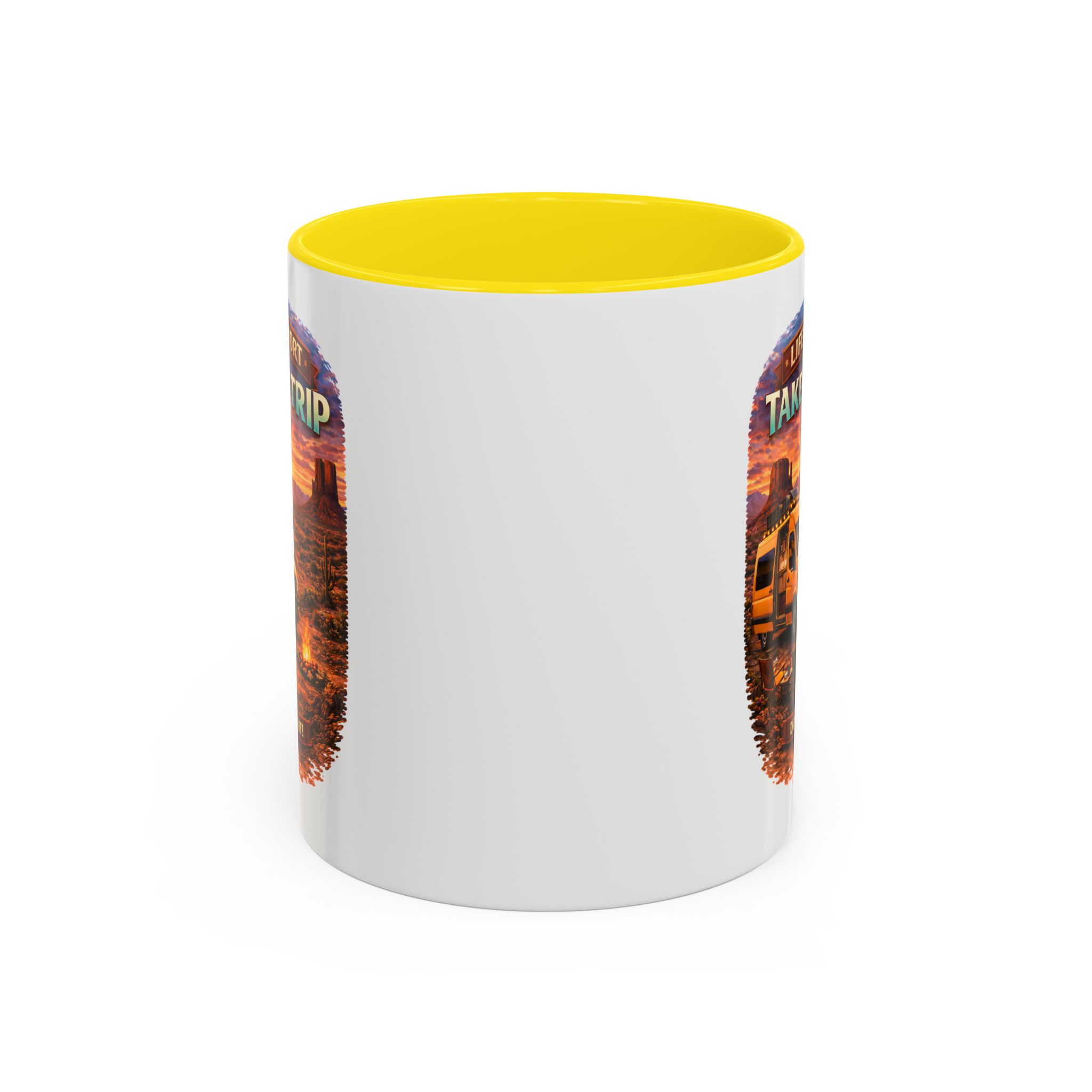 Accent Coffee Mug (11, 15oz) — "Live Is Short Take The Trip" Design Scenic-Line