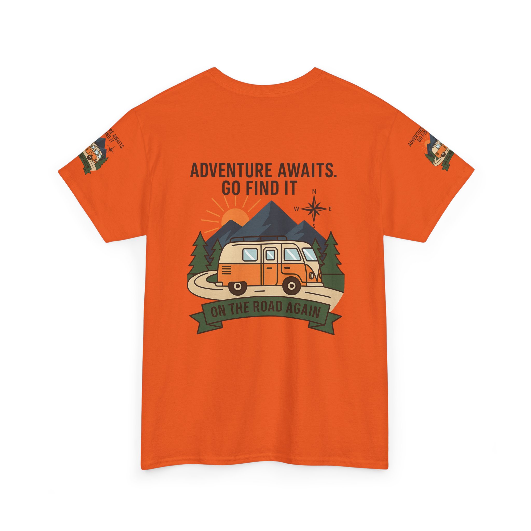 12710654920932618278_2048.jpeg Unisex Heavy Cotton Tee — 'Adventure Awaits. Go Find It' Camper Van T‑Shirt