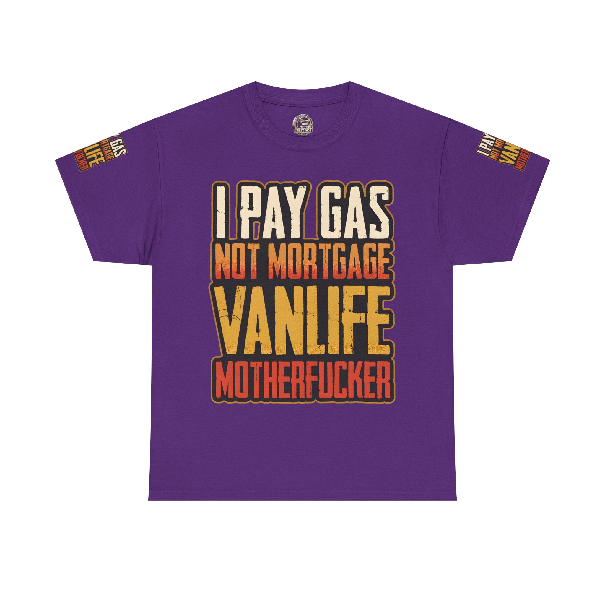 Unisex Heavy Cotton Tee — "I Pay Gas Not Mortgage" Design F**K-Line
