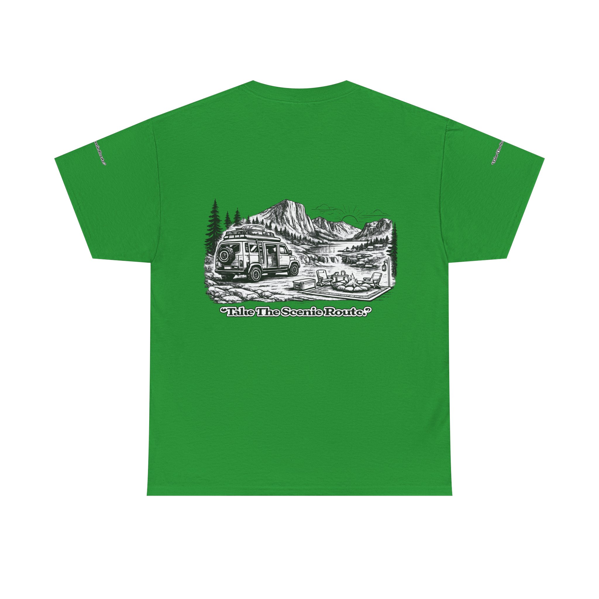 Unisex Heavy Cotton Tee — "Take The Scenic Route" Design Minimal-Line