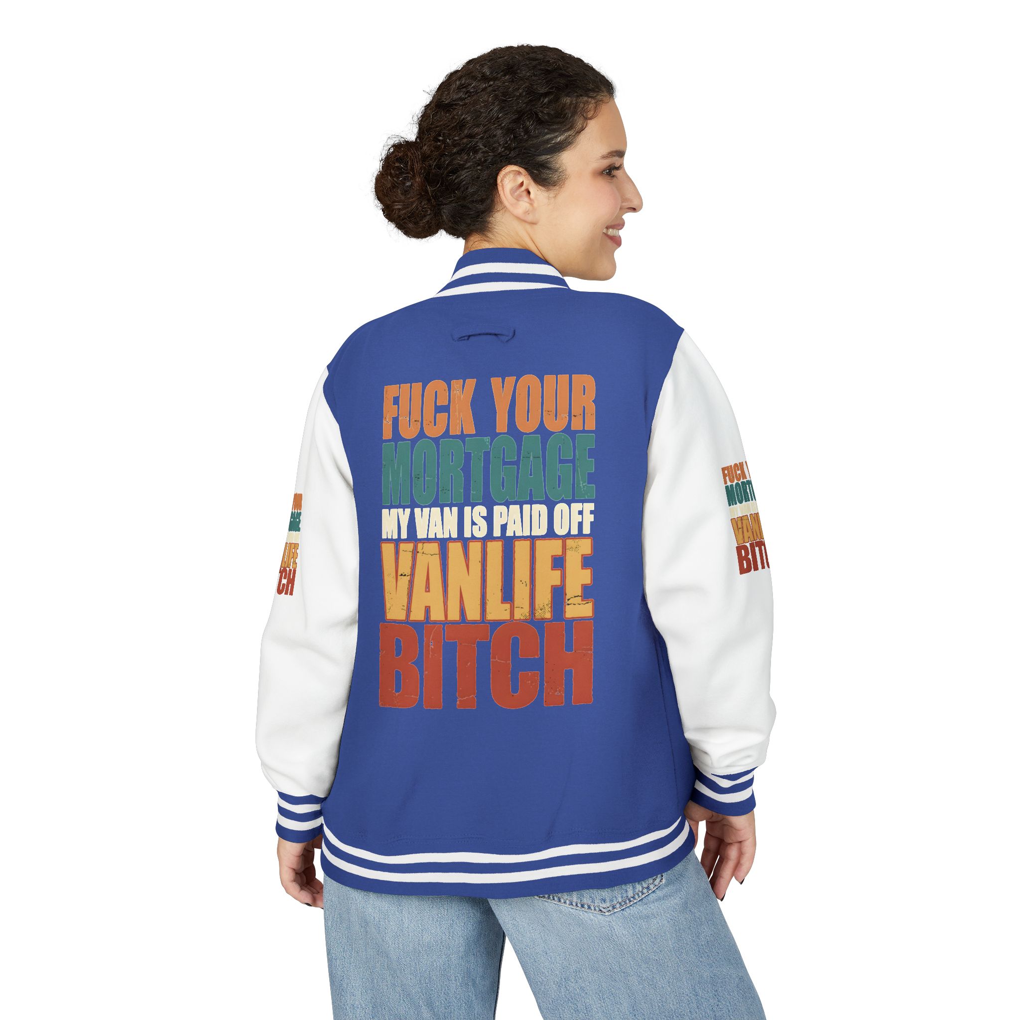 Unisex Heavyweight Letterman Jacket — "Fuck Your Mortgage" Design F**K-Line