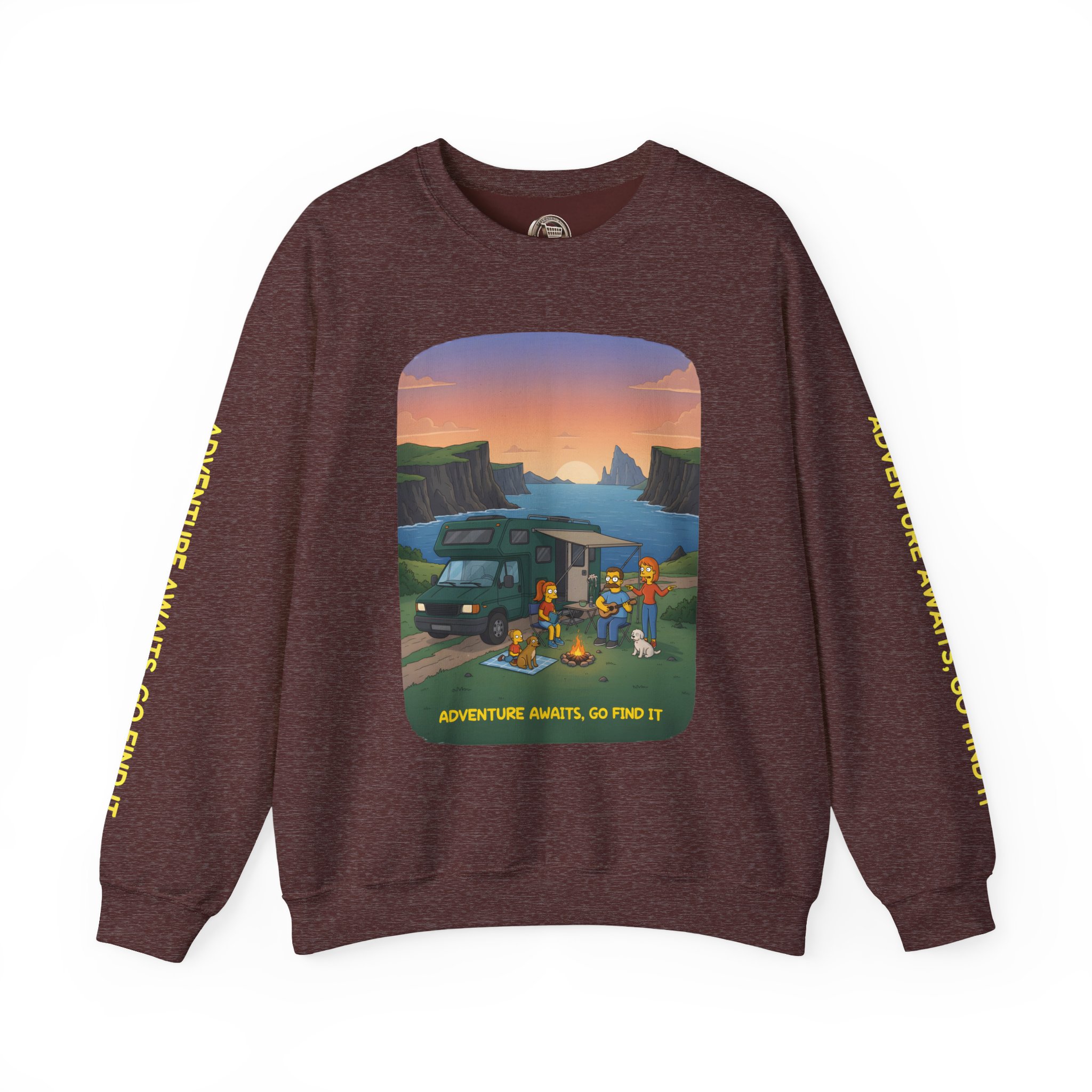 Unisex Heavy Blend™ Crewneck Sweatshirt — "Adventure Awaits-Go Find It"" Design Sitcom-Line