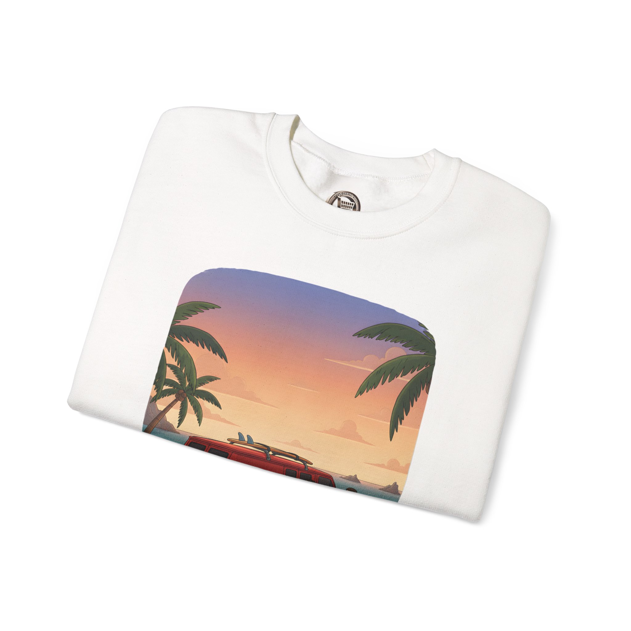 Unisex Heavy Blend™ Crewneck Sweatshirt — "Ocean Air Salty Hair Van Life" Design Sitcom-Line