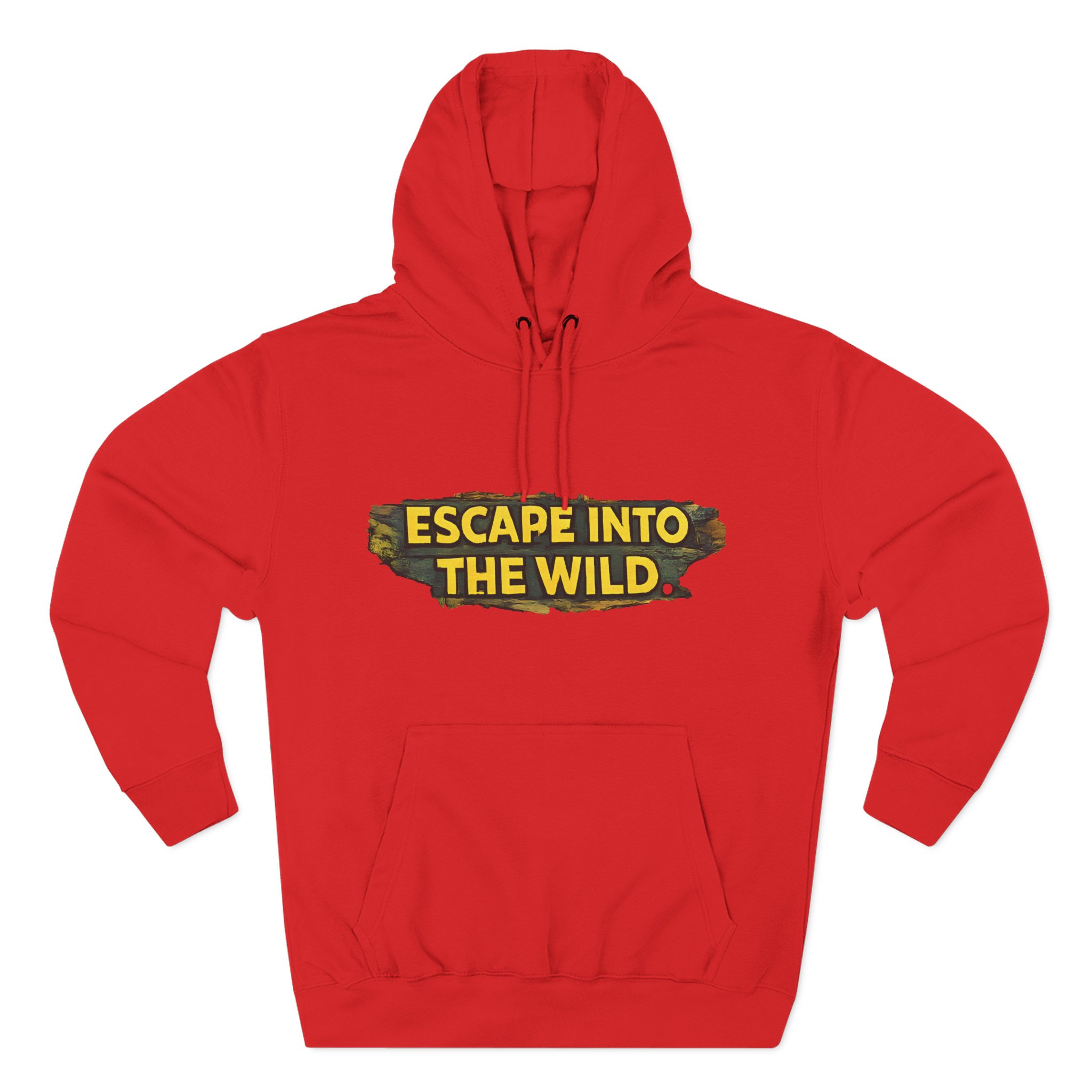 Three-Panel Fleece Hoodie - "Escape Into The Wild" Design Cubic-Line