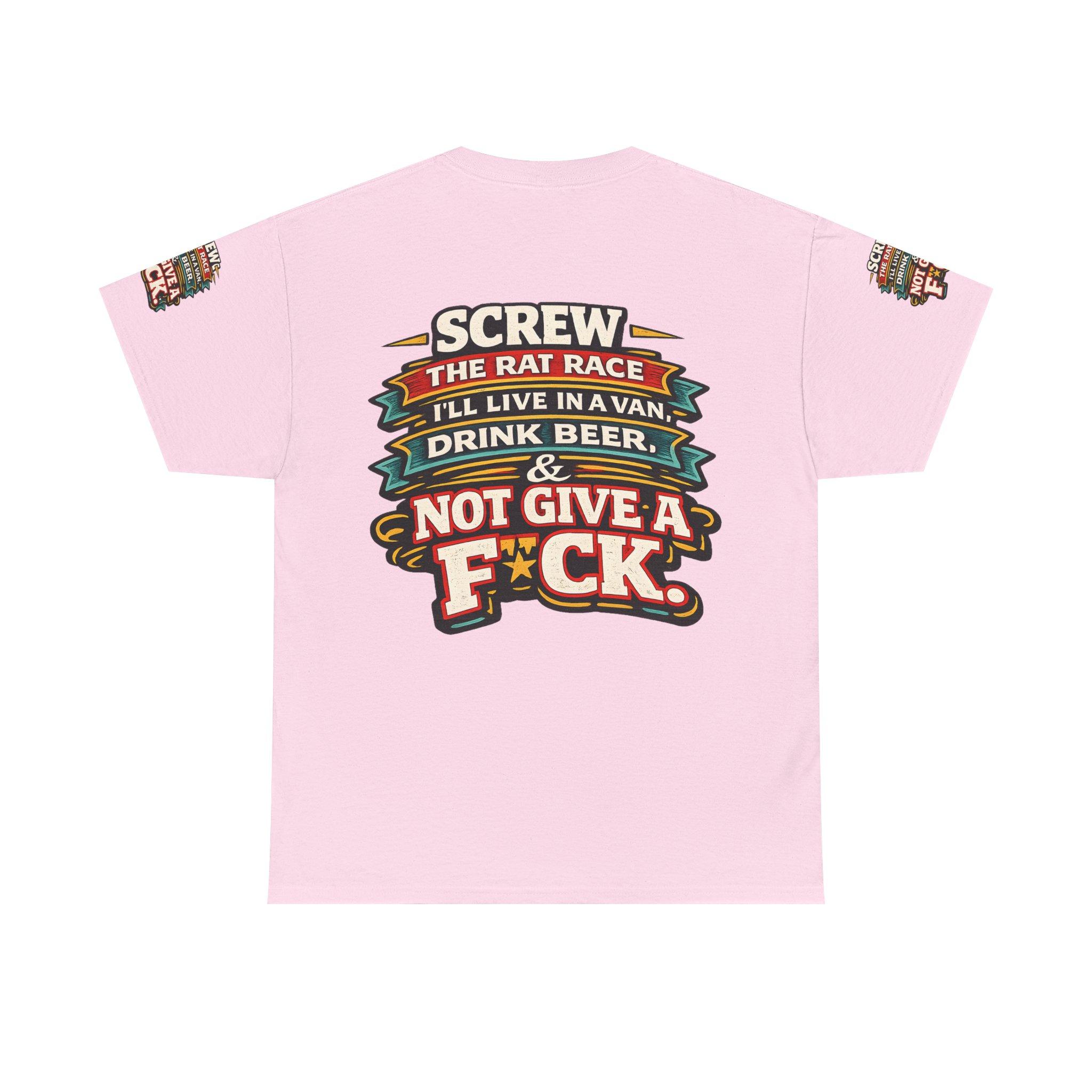 Unisex Heavy Cotton Tee — "Screw The Rat Race" Design F**K-Line
