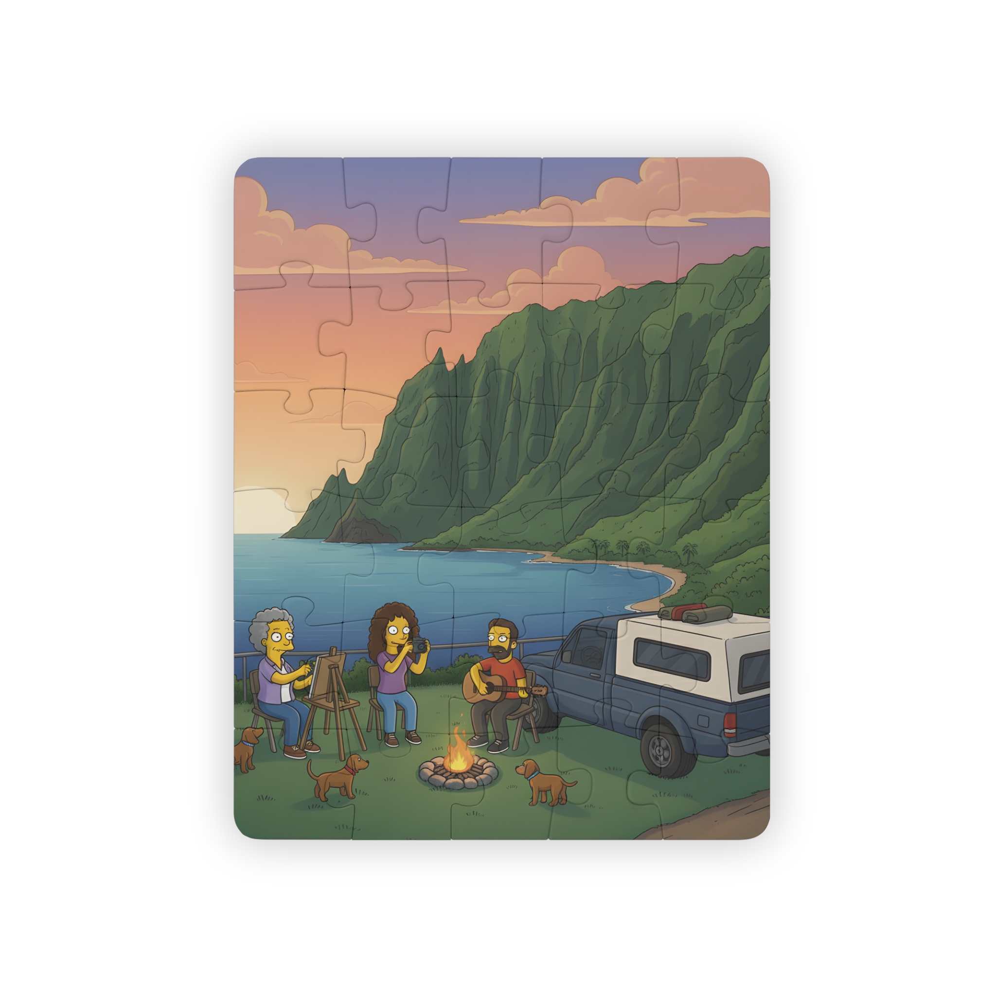 Kids' 30‑Piece Camping Puzzle — Family Beach Campfire Scene