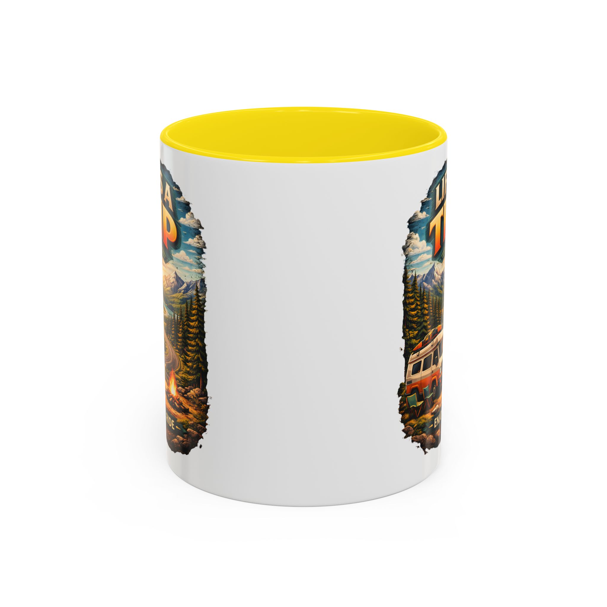Accent Coffee Mug (11, 15oz) — "Life s A Trip" Design Scenic-Line
