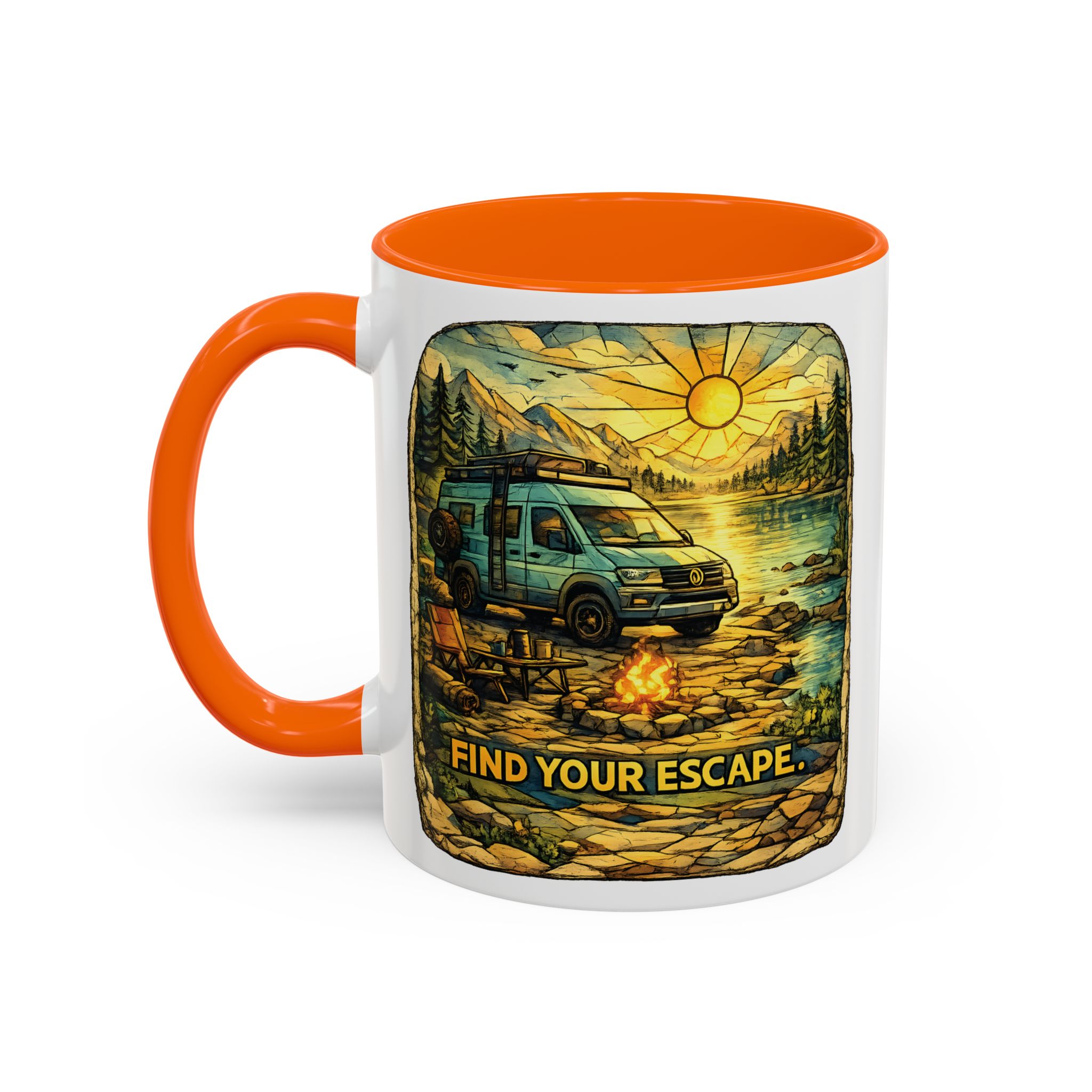 12736763654298126983_2048.jpeg Accent Coffee Mug (11, 15oz) — "Find Your Escape" Design Cubic-Line