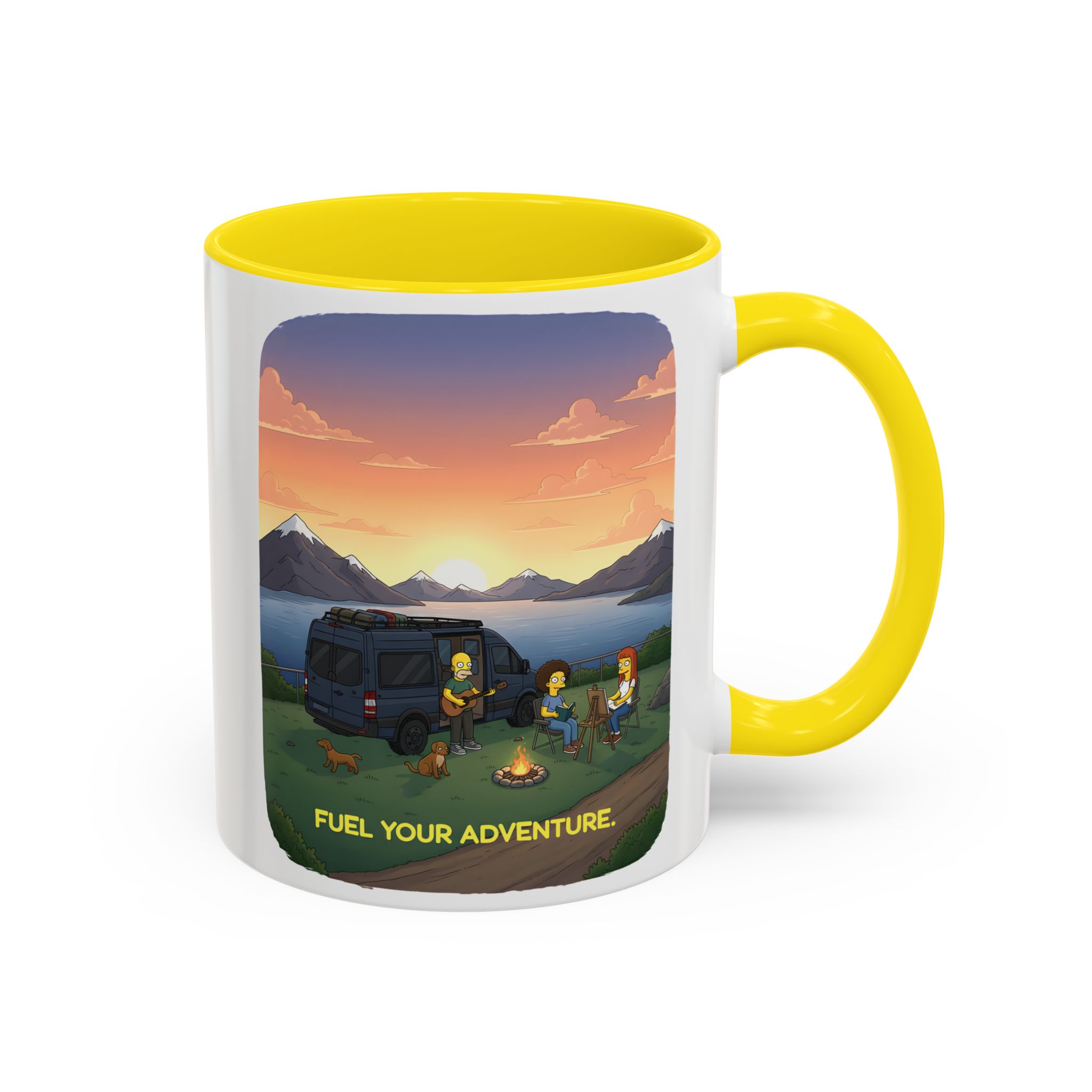 Accent Coffee Mug (11, 15oz) — "Fuel Your Adventure" Design Sitcom-Line