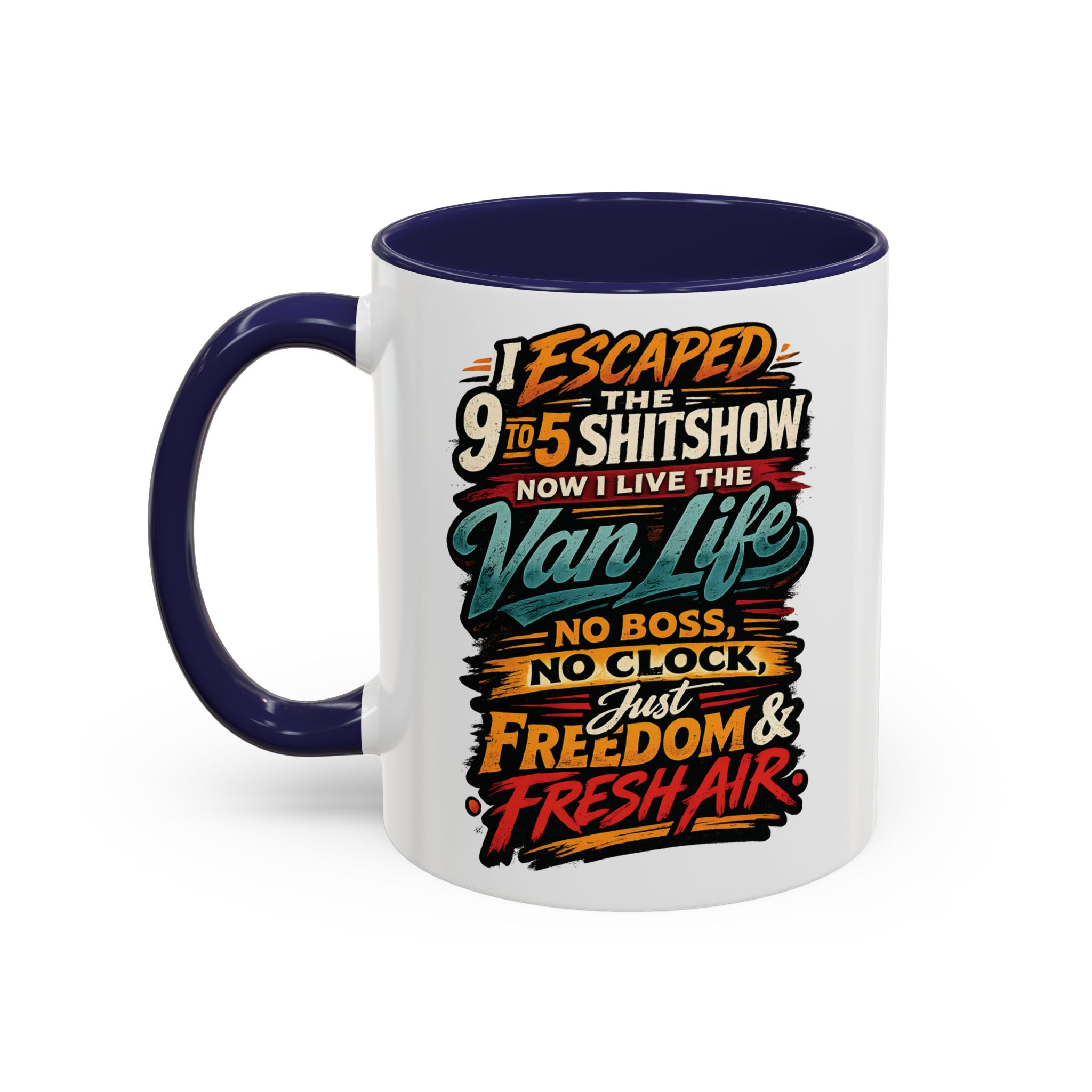 12741973153607773258_2048.jpeg Accent Coffee Mug (11, 15oz) — "I Escaped The 9 To 5" Design F**K-Line