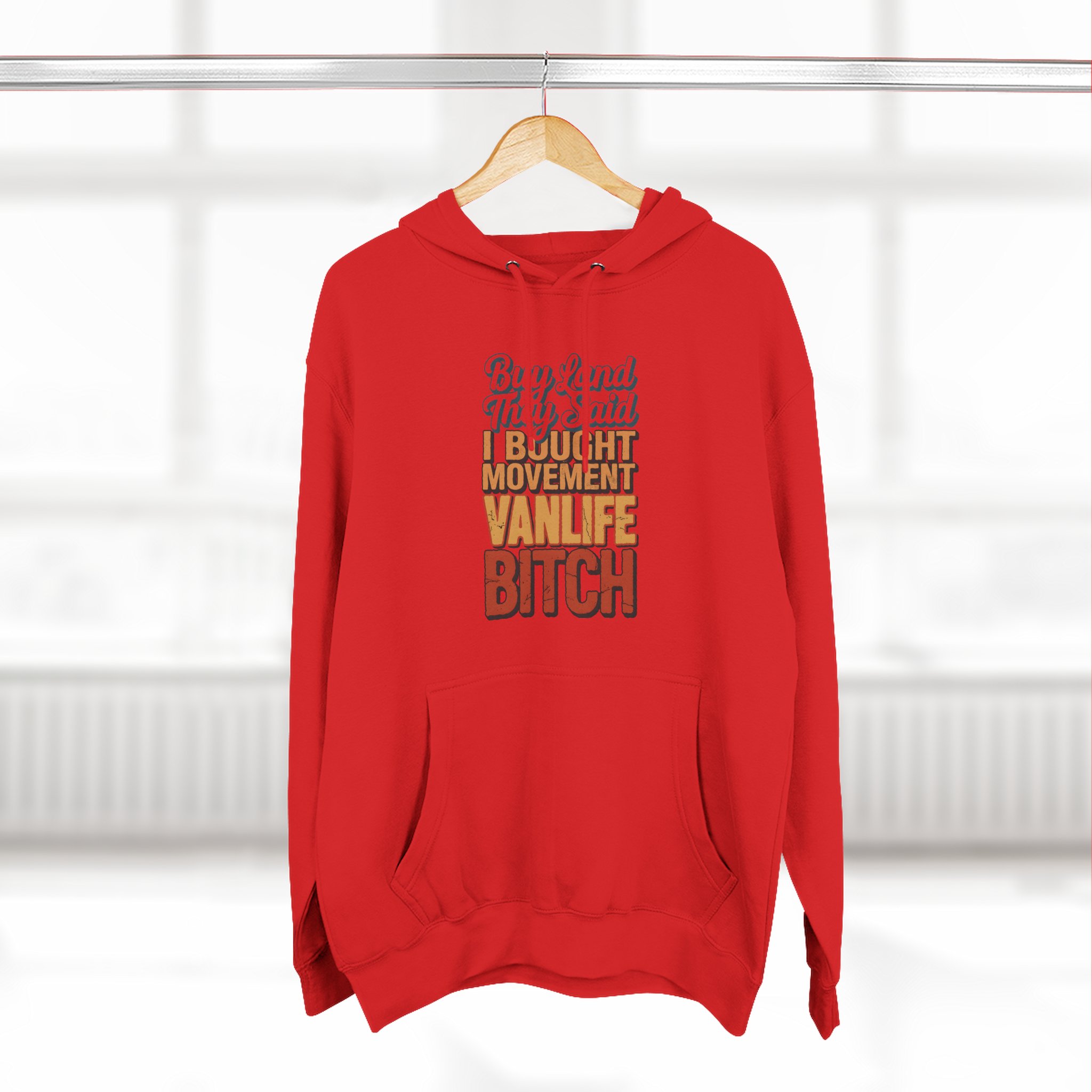 12749706033629635448_2048.jpeg Three-Panel Fleece Hoodie - "Buy Land They Said" Design F**K-Line