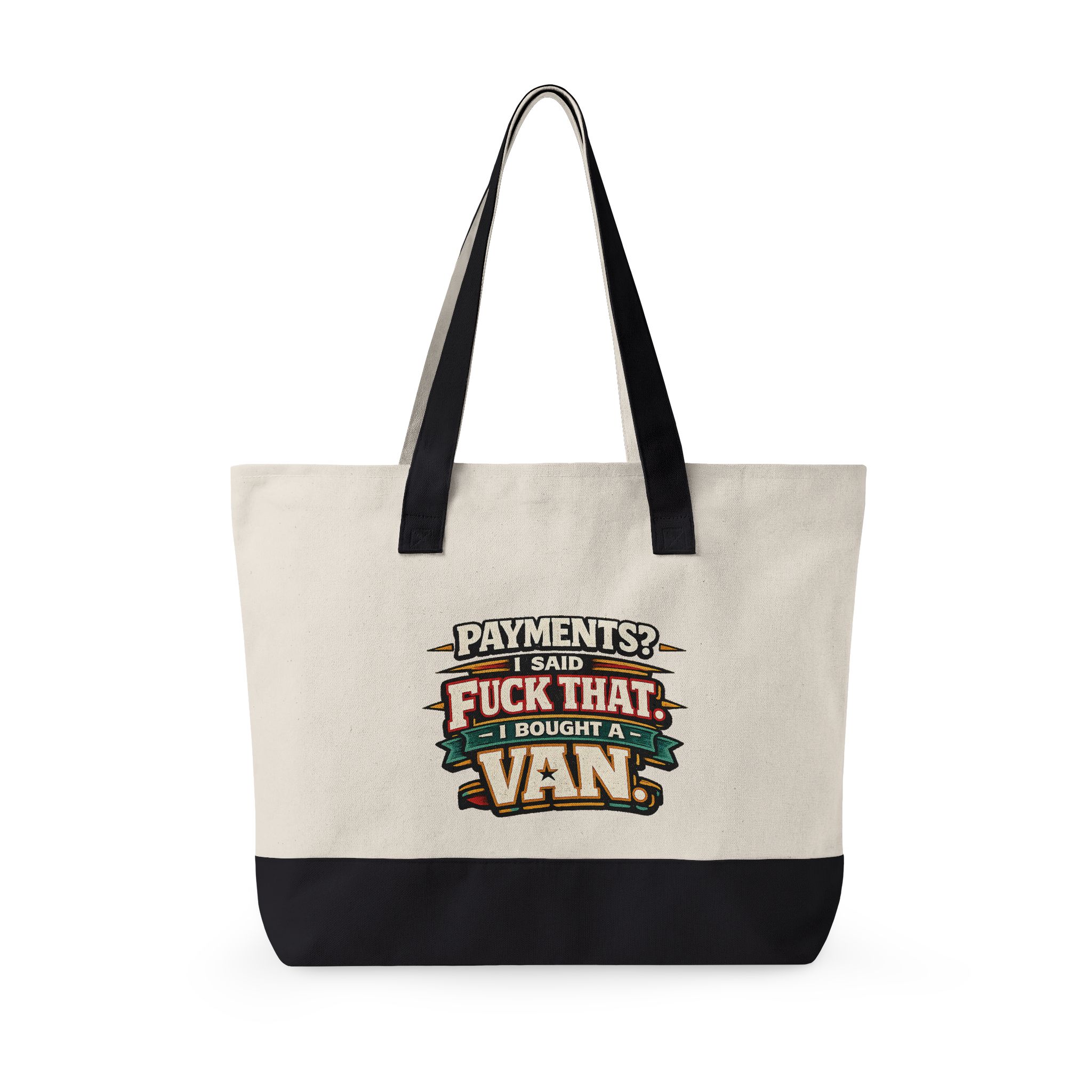 Zippered Canvas Tote — "Payments? I said" (Design F**K-Line)