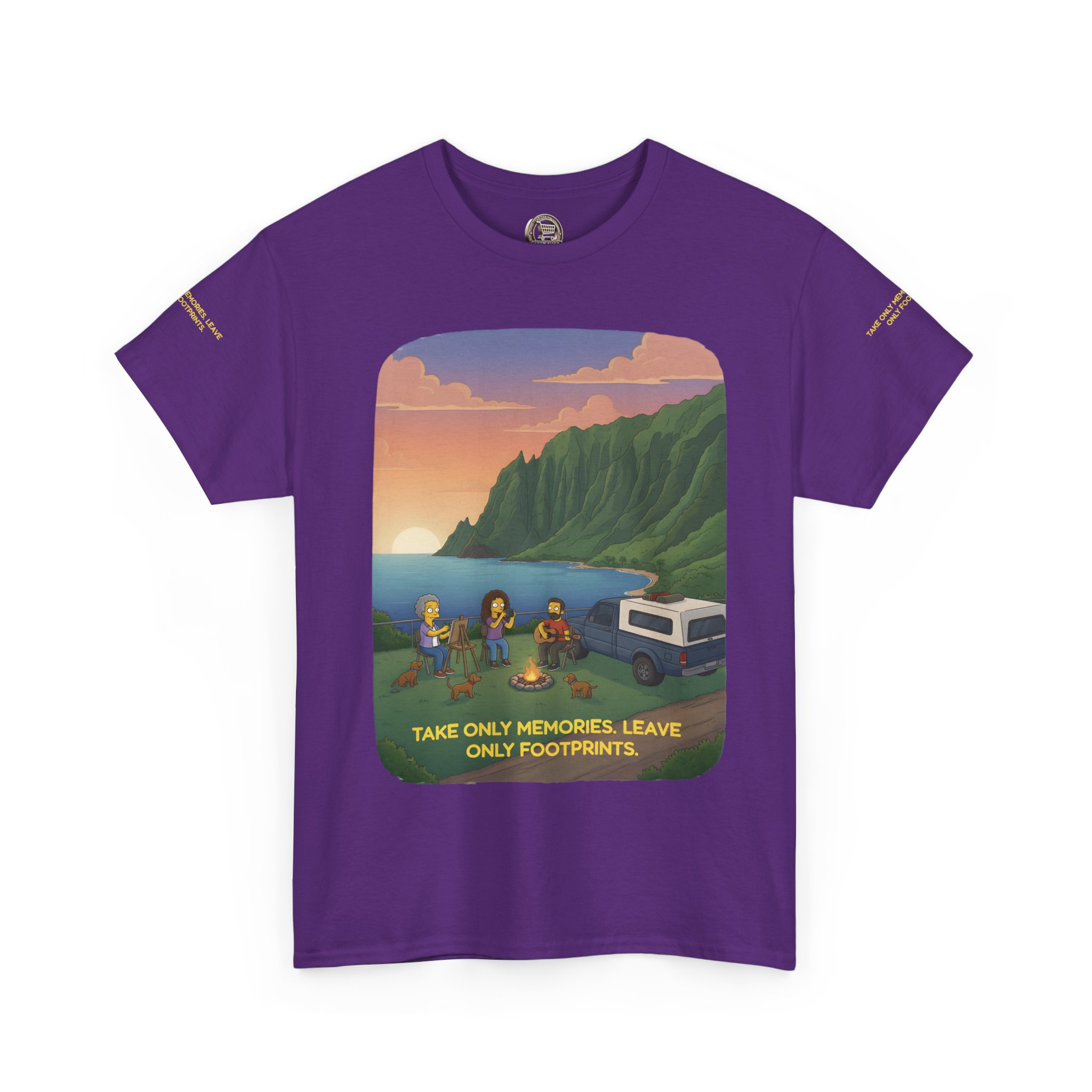 Unisex Heavy Cotton Tee — "Take Only Memories-Leave Only Footprints" Design Sitcom-Line