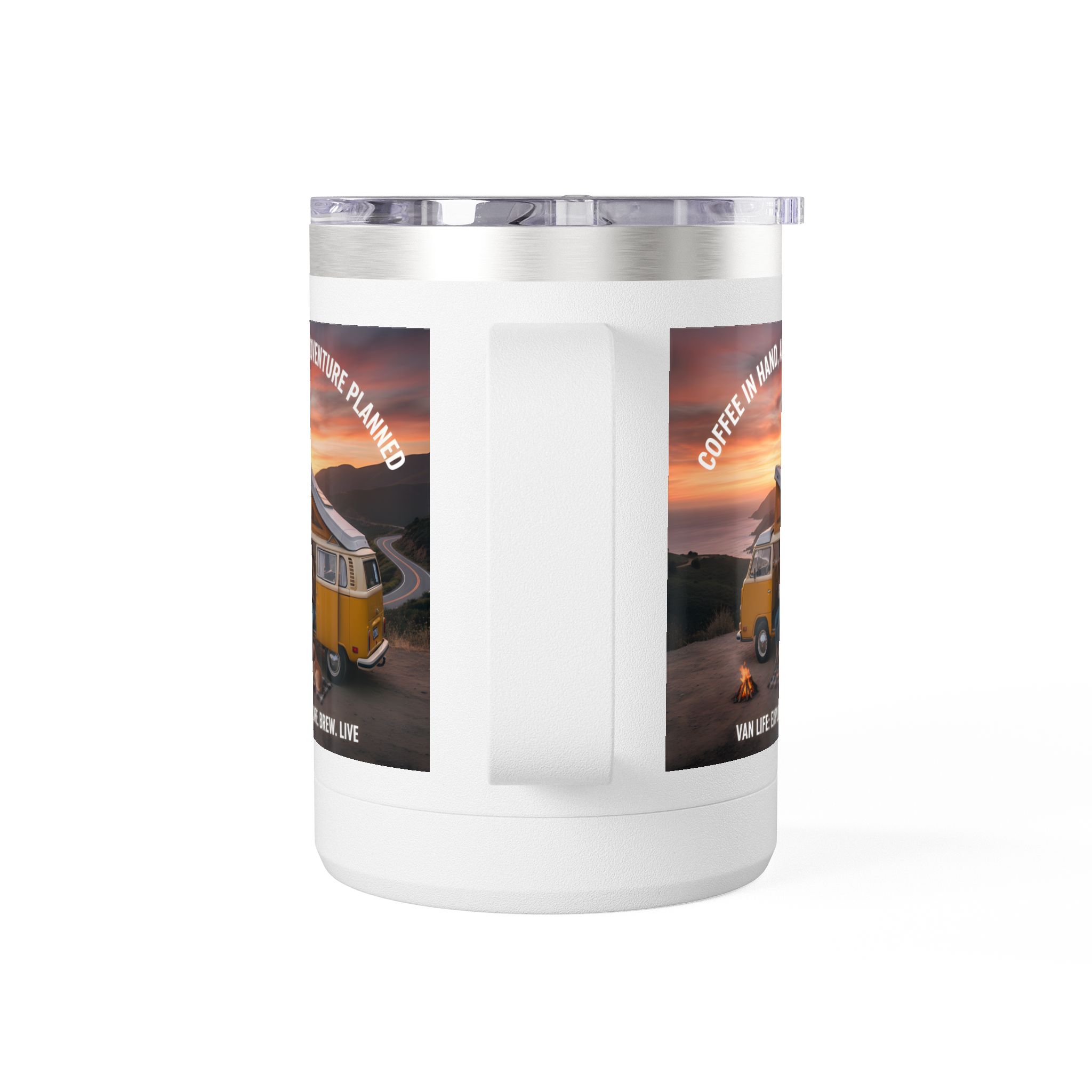 Coffee Mug Tumbler, 15oz — "Coffee in Hand, Adventure Planned"