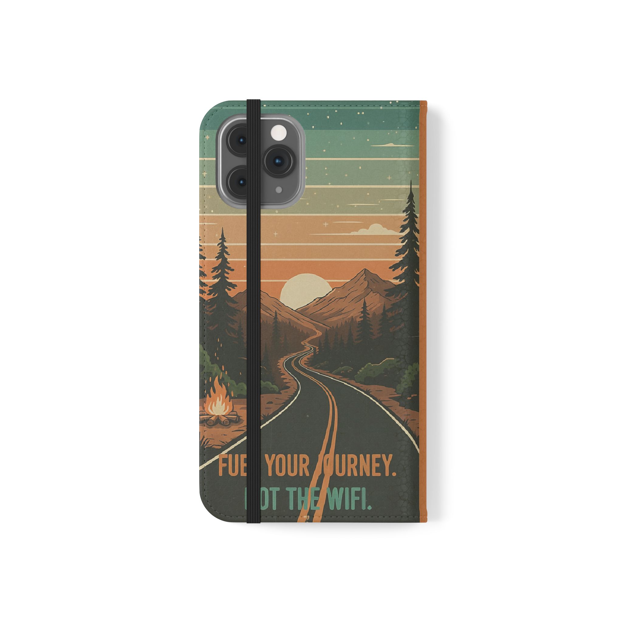 Flip Phone Case — "Adventure Awaits Unplug & Drive" Wallet Case
