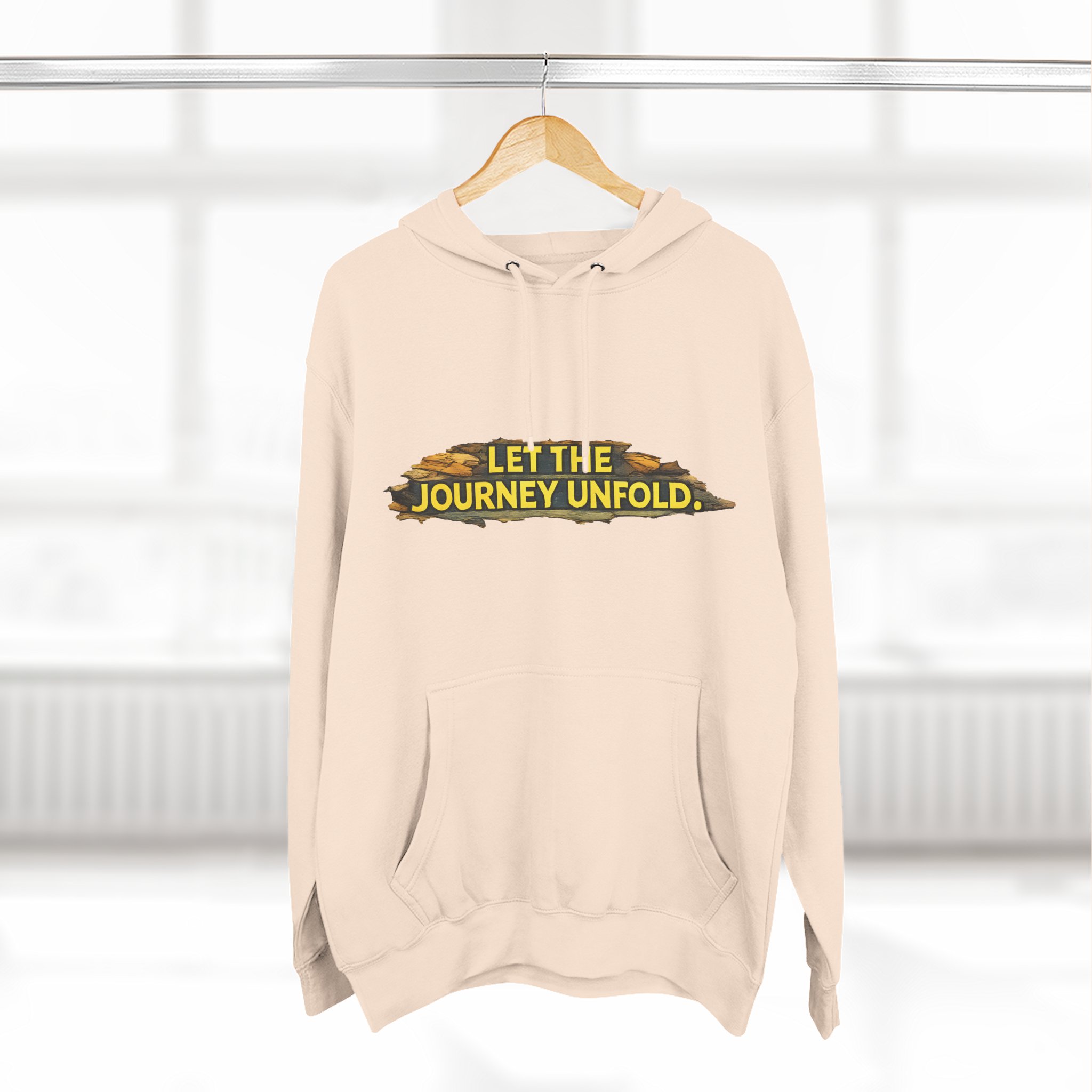 Three-Panel Fleece Hoodie - "Let The Journey Unfold" Design Cubic-Line