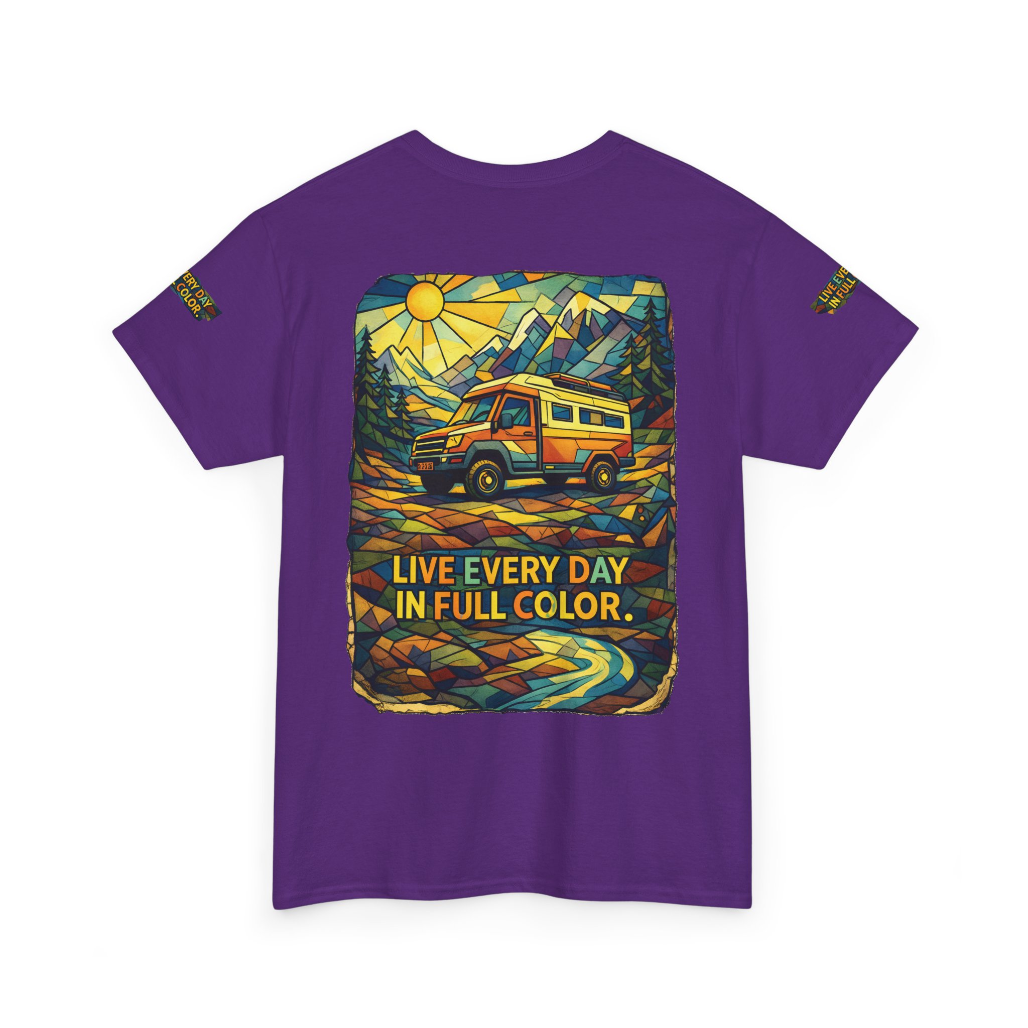 12763956264135772507_2048.jpeg Unisex Heavy Cotton Tee — "Live Life Every Day In Full Color" Design Cubic-Line