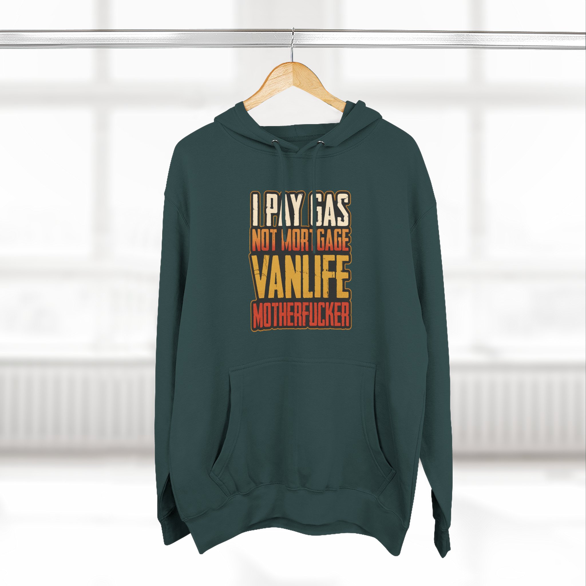 Three-Panel Fleece Hoodie - "I Pay Gas Not Mortgage" Design F**K-Line