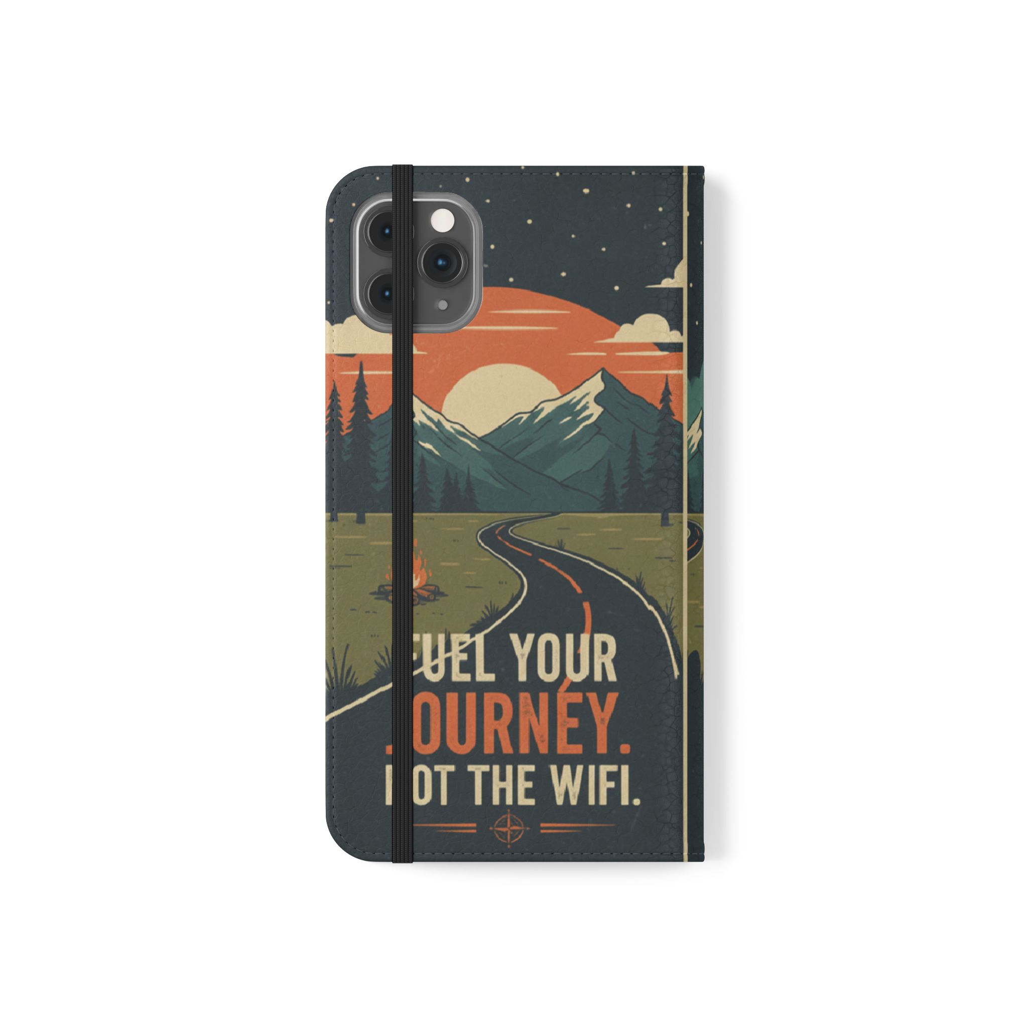 Flip Phone Case — "Fuel Your Journey, Not the Wifi" Wallet Cover