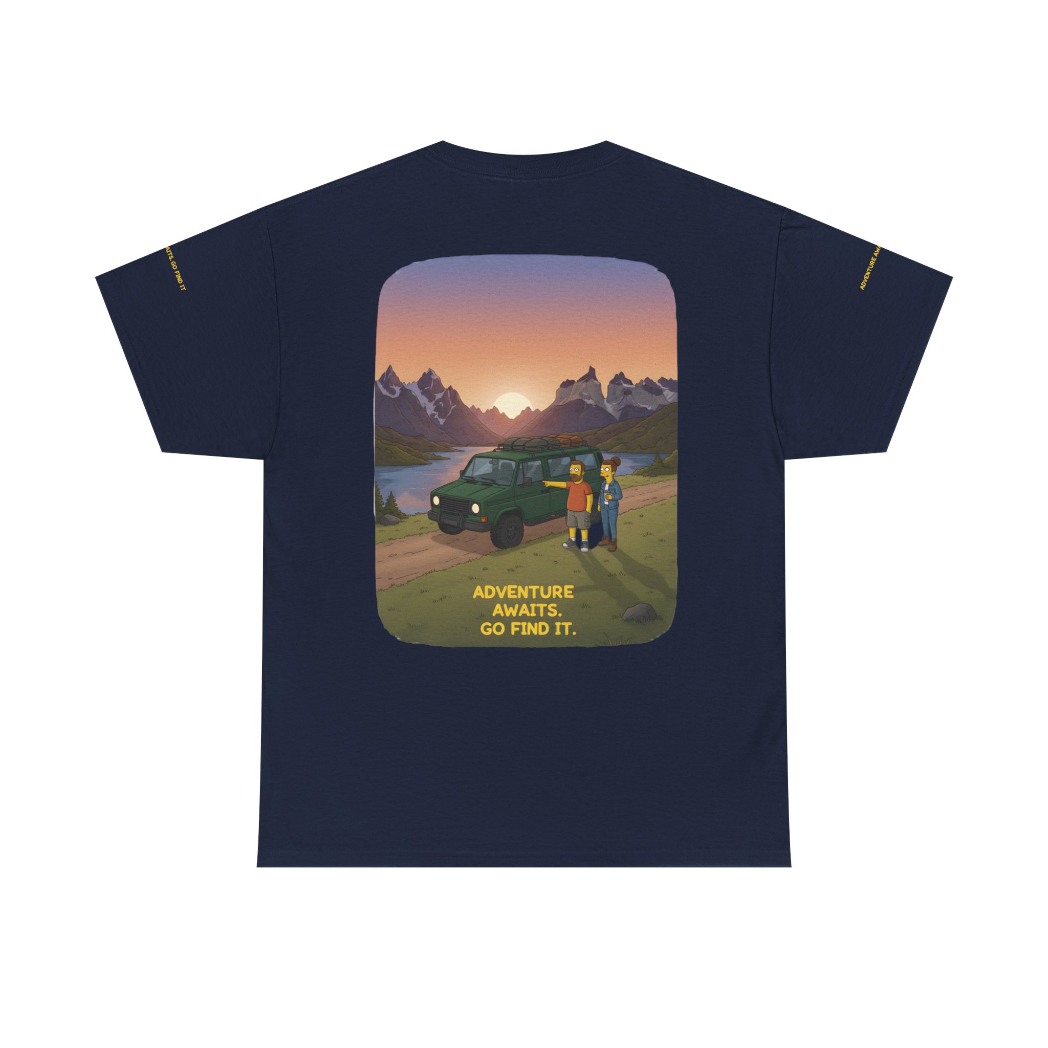Unisex Heavy Cotton Tee — "Adventure Awaits-Go Find It" Design Sitcom-Line