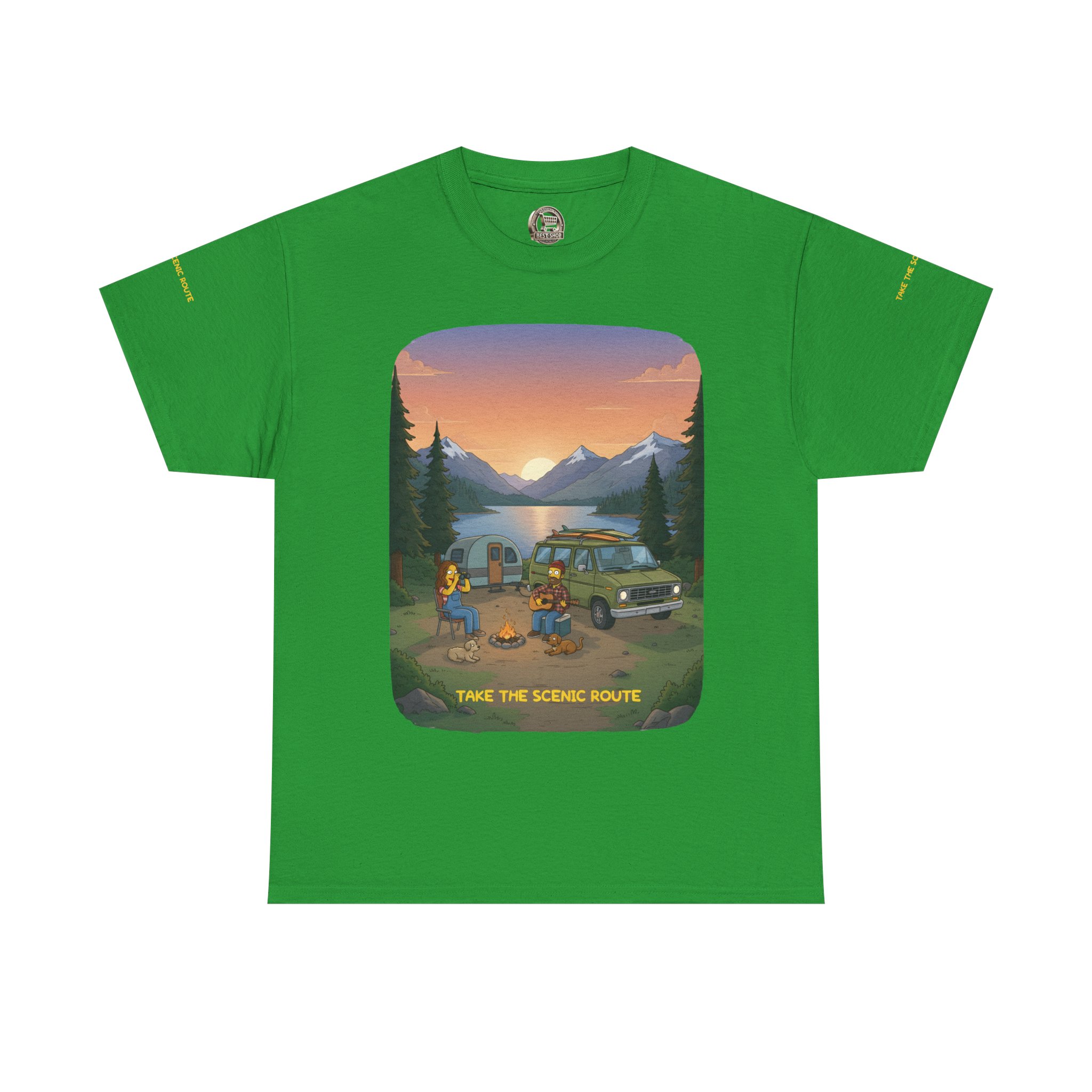 Unisex Heavy Cotton Tee — "Take The Scenic Route" Design Sitcom-Line