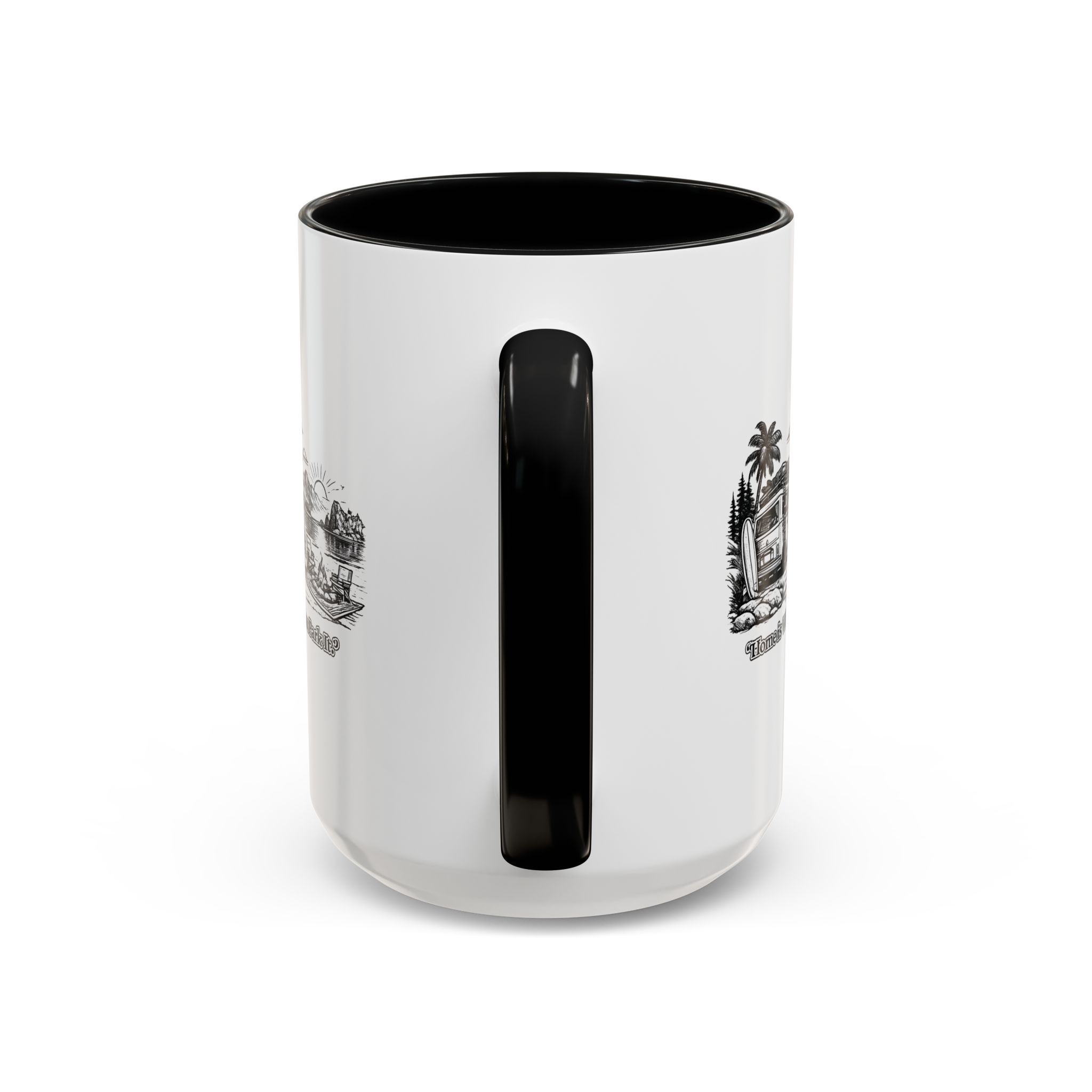 Accent Coffee Mug (11, 15oz) — "Home Is Where You Park It" Design Minimal-Line