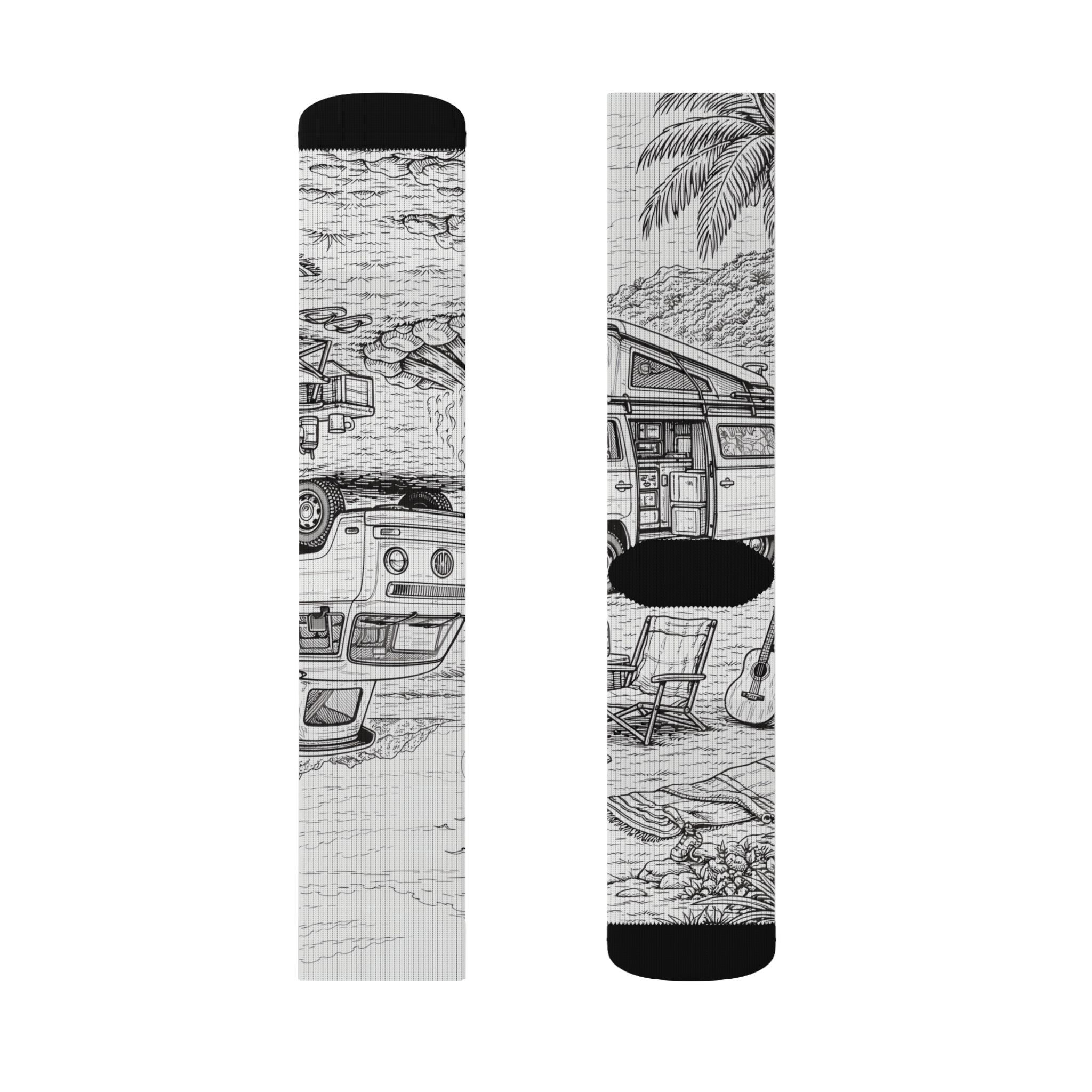 Sublimation Socks — Retro Camper Roadtrip Crew Socks
