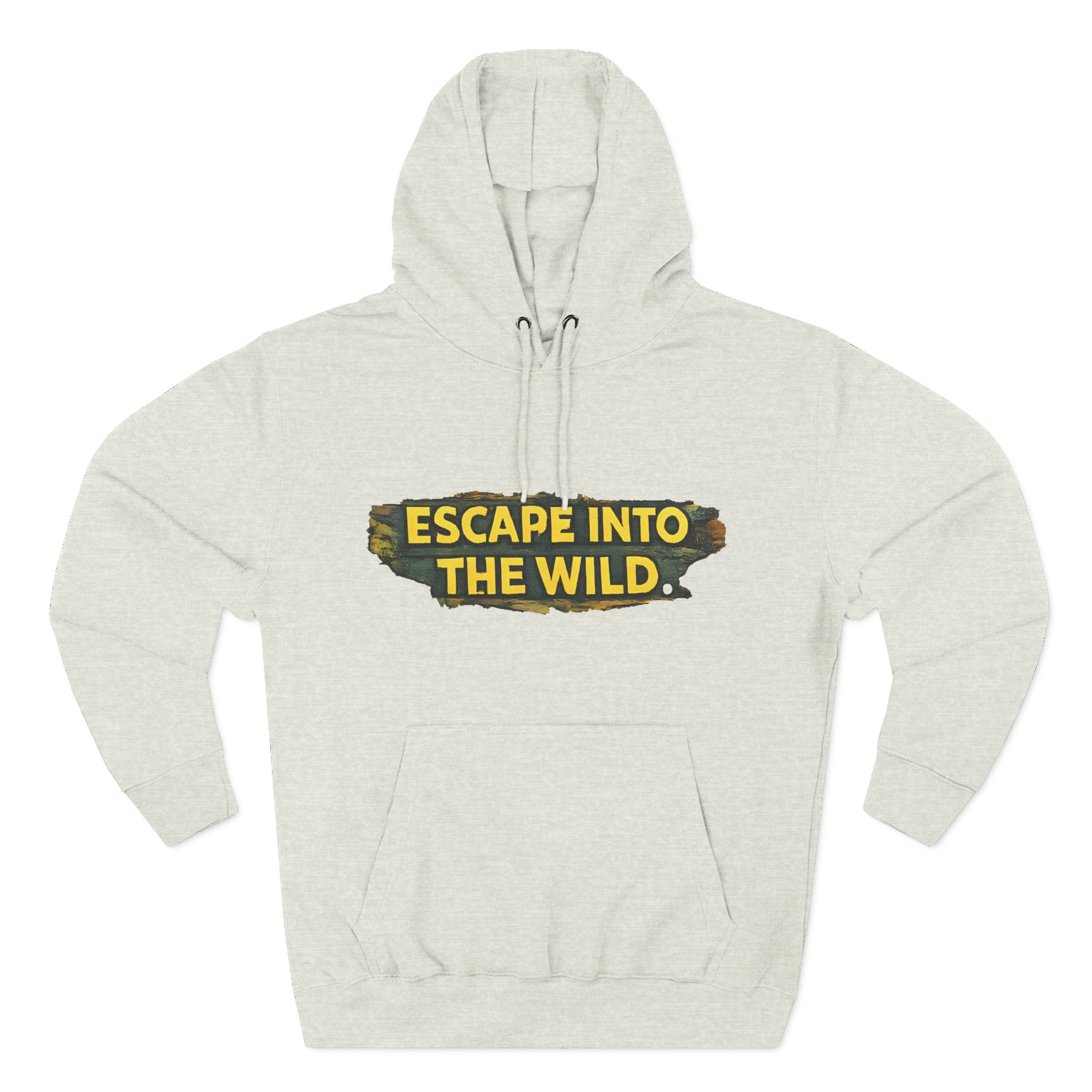Three-Panel Fleece Hoodie - "Escape Into The Wild" Design Cubic-Line