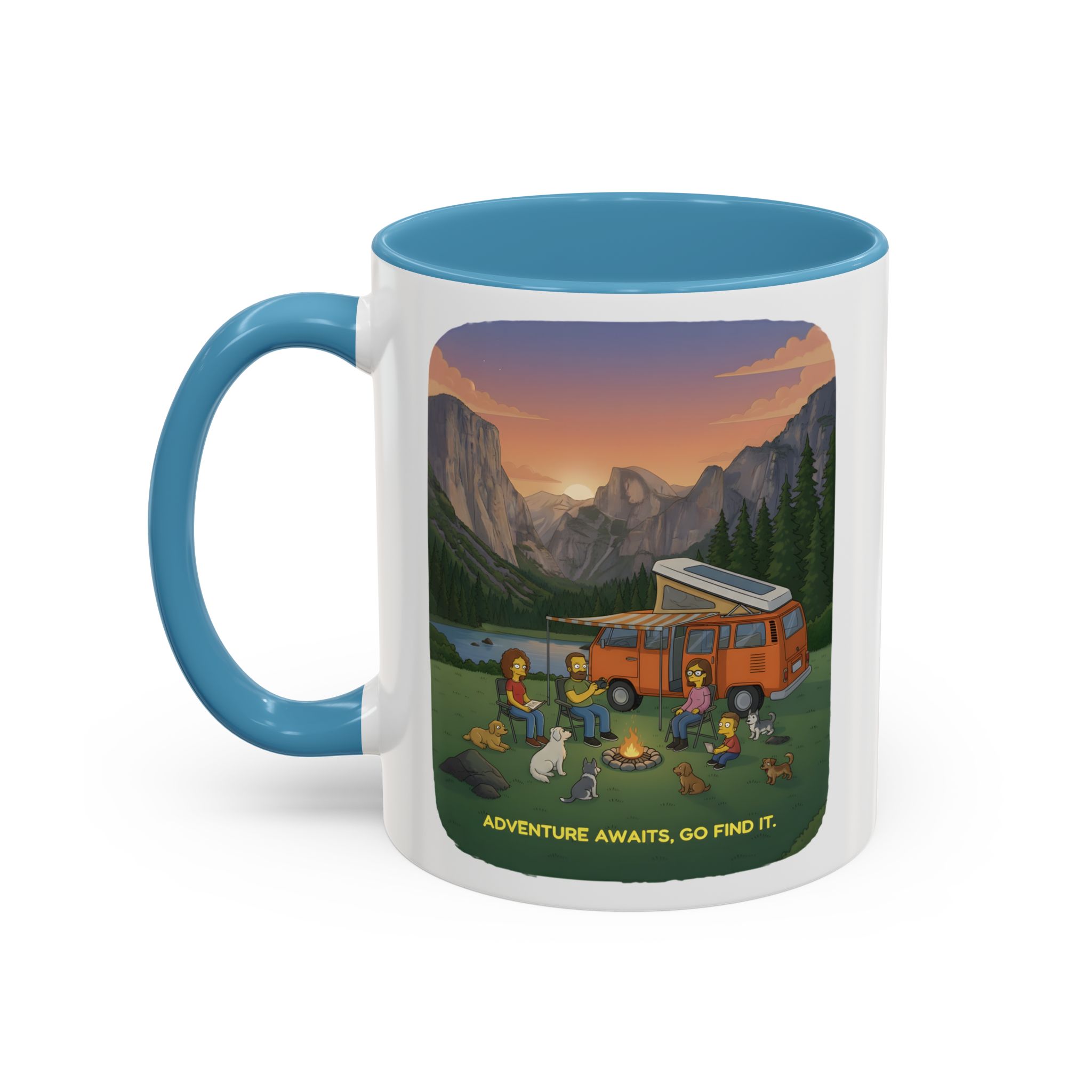 Accent Coffee Mug (11, 15oz) — "Adventure Awaits-Go Find It"" Design Sitcom-Line