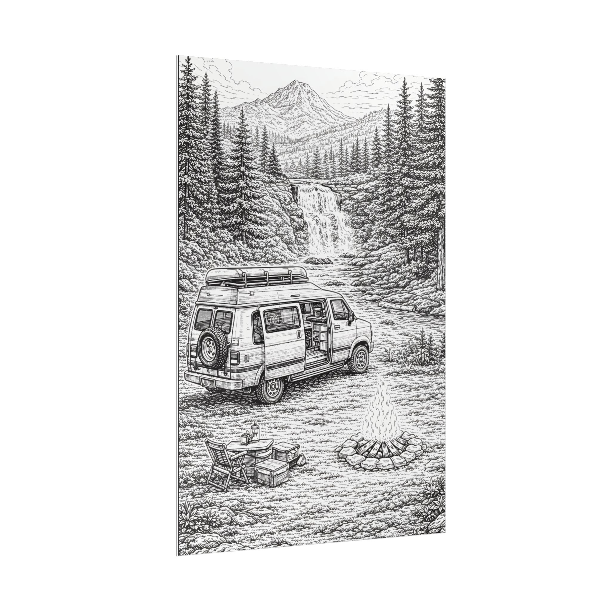 Campervan Poster — Vintage RV Camping Landscape Wall Art