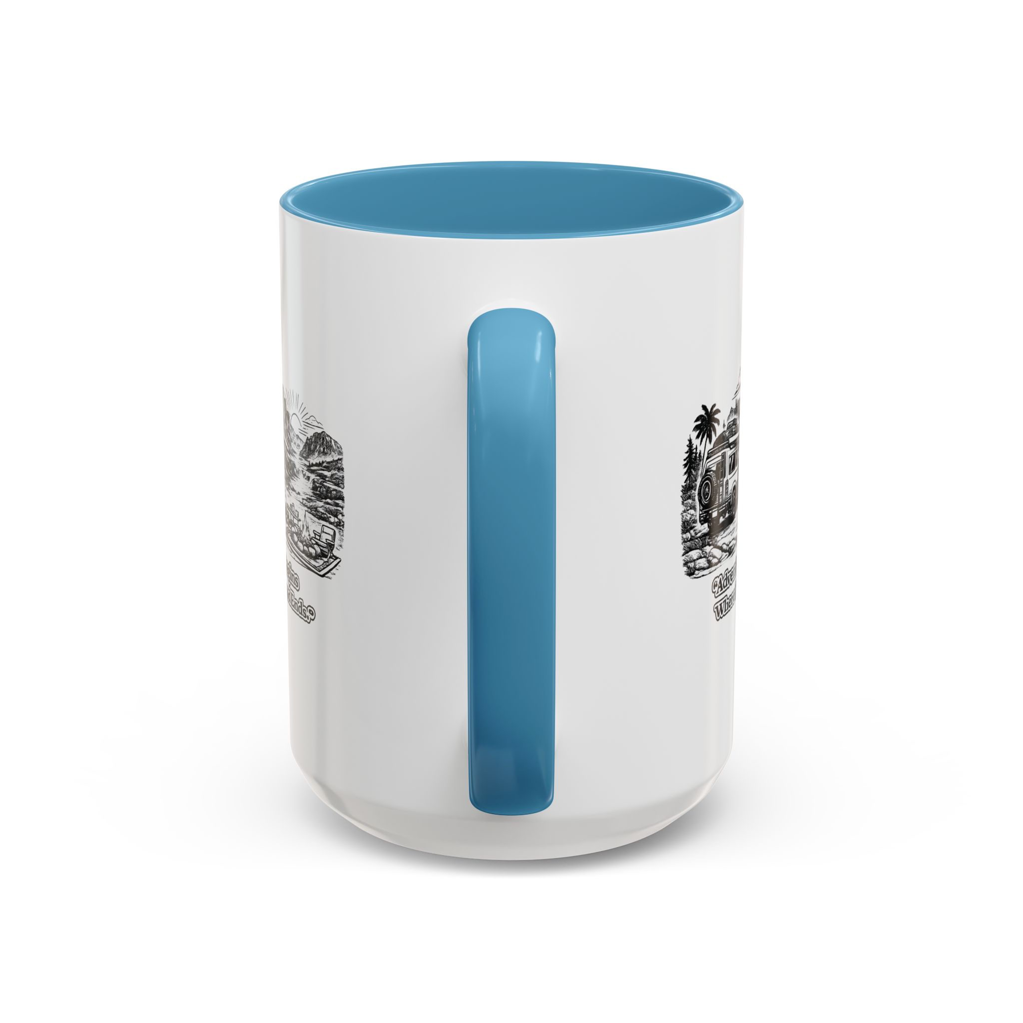 12801037460540745465_2048.jpeg Accent Coffee Mug (11, 15oz) — "Adventure Begins Where The Road Ends" Design Minimal-Line