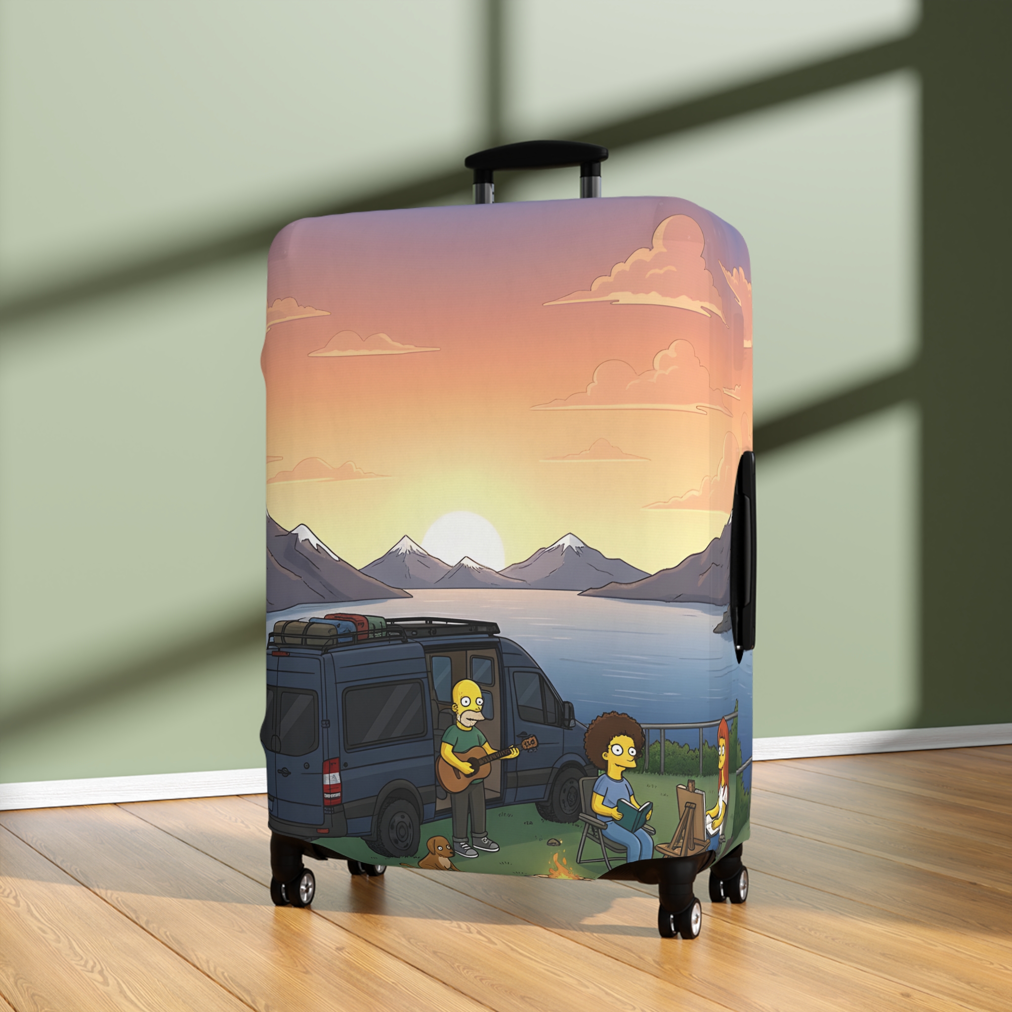 Luggage Cover — Adventure Camper Sketch Travel Suitcase(Design Sitcom-Line)