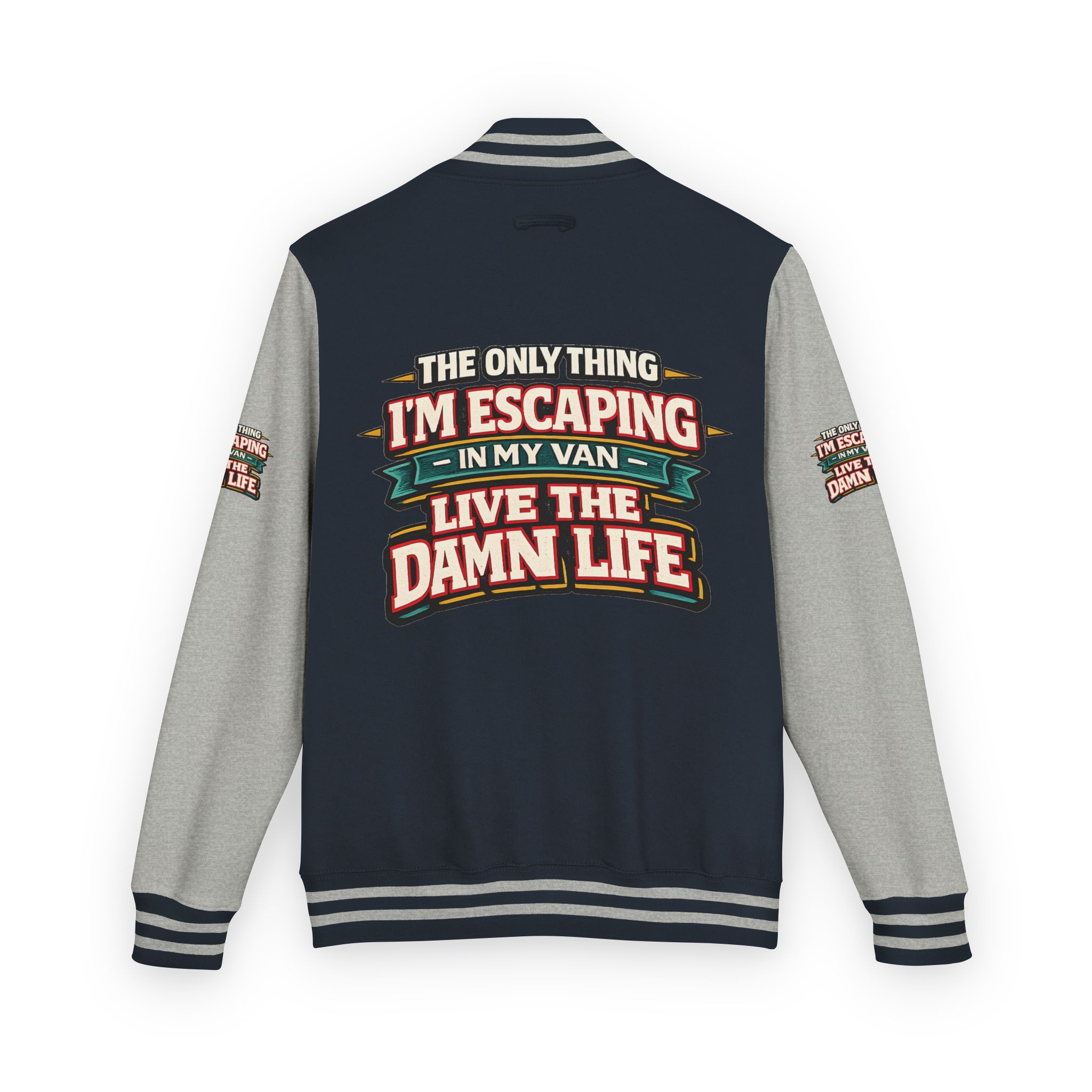 Unisex Heavyweight Letterman Jacket — "The Only Thing I´m Escaping" Design F**K-Line