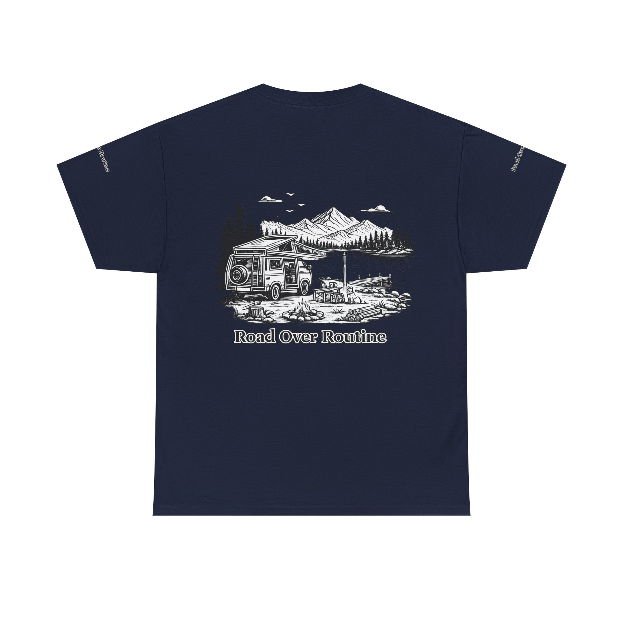 Unisex Heavy Cotton Tee — "Road Over Routine" Design Minimal-Line