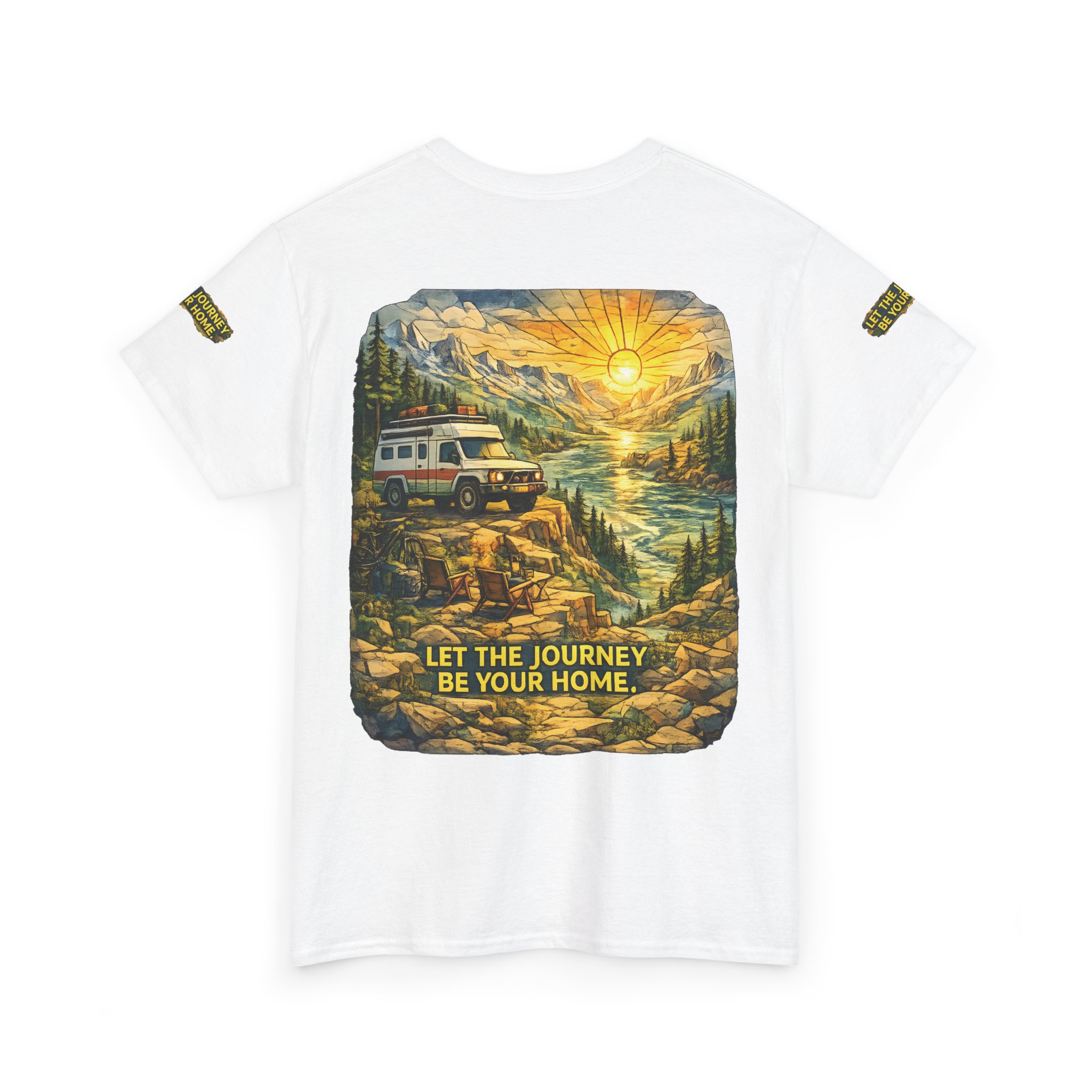 12816676134310287085_2048.jpeg Unisex Heavy Cotton Tee — "Let The Journey Be Your Home" Design Cubic-Line