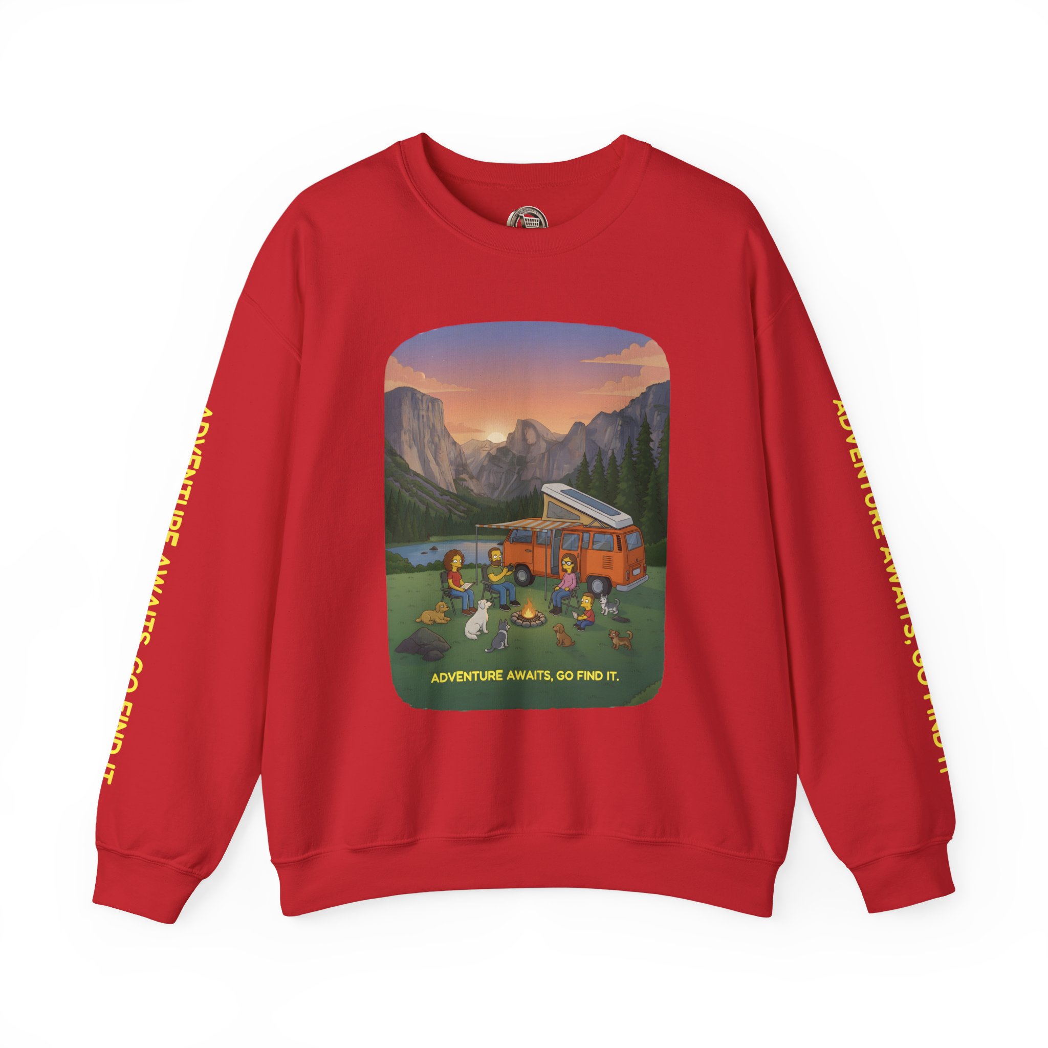 Unisex Heavy Blend™ Crewneck Sweatshirt — "Adventure Awaits-Go Find It"" Design Sitcom-Line