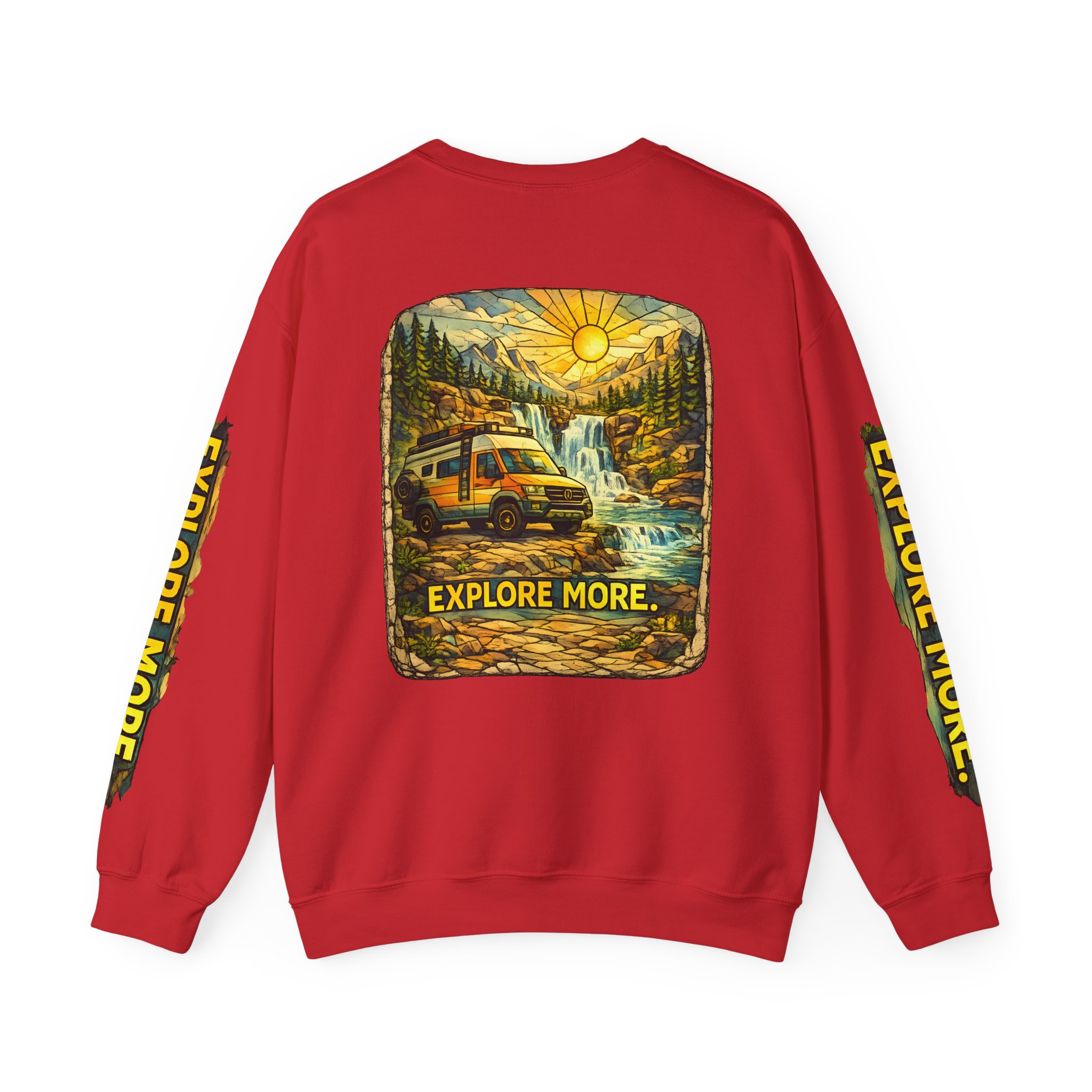 Unisex Heavy Blend™ Crewneck Sweatshirt — "Explore More" Design Cubic-Line