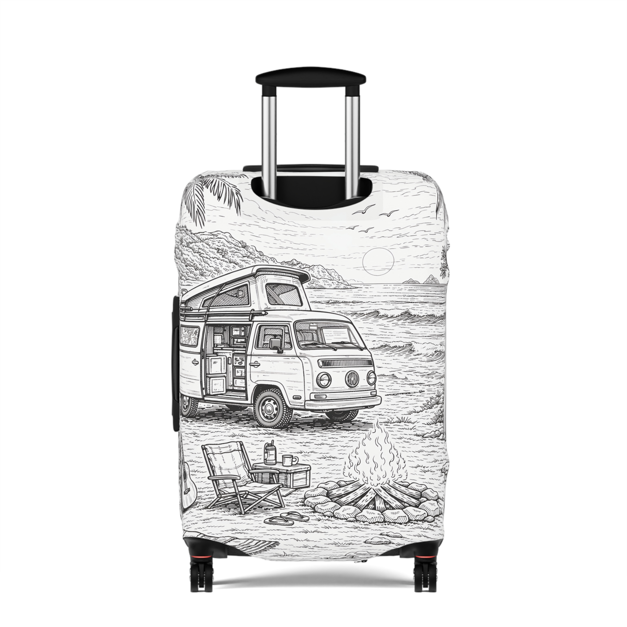 Luggage Cover — Adventure Camper Sketch Travel Suitcase