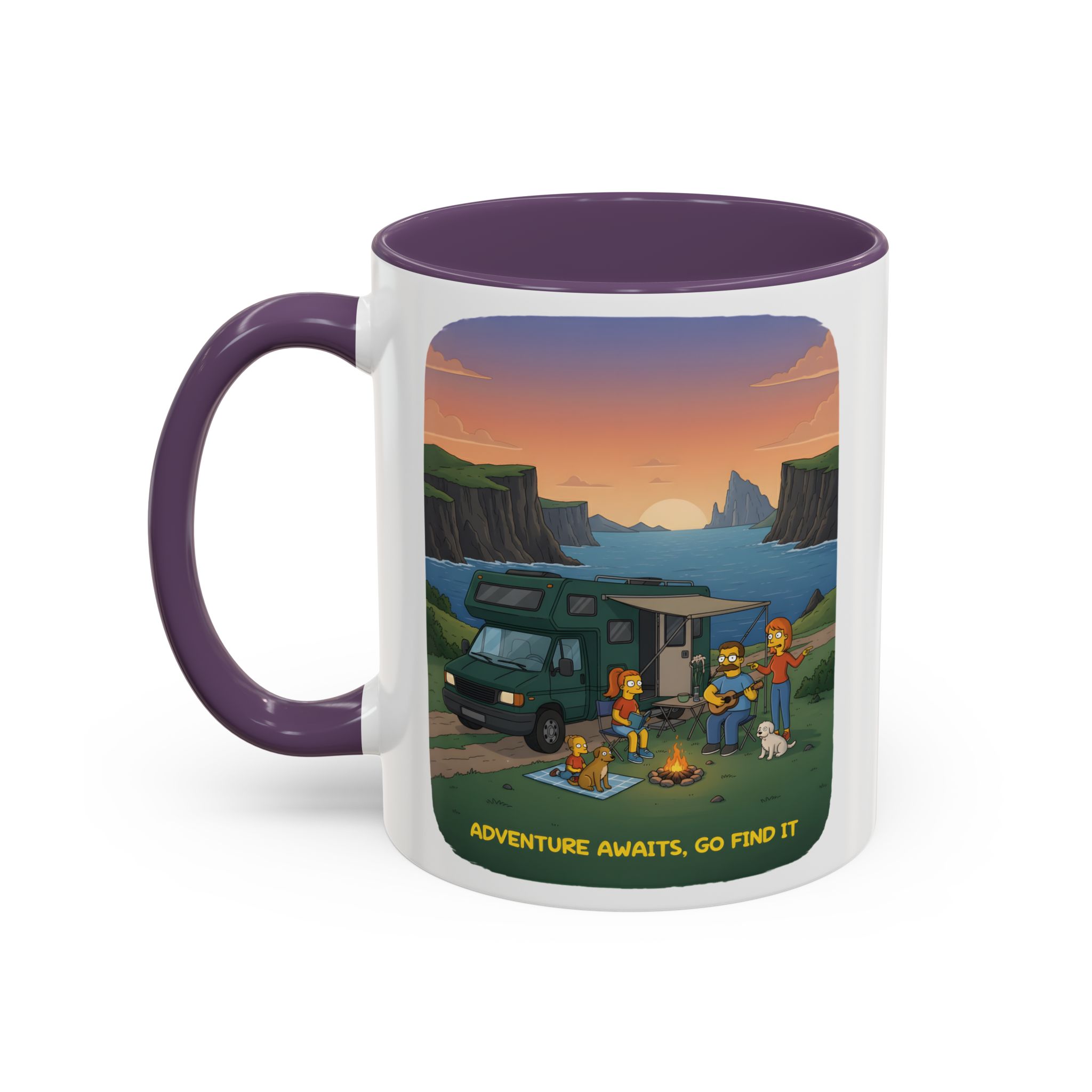 Accent Coffee Mug (11, 15oz) — "Adventure Awaits-Go Find It"" Design Sitcom-Line