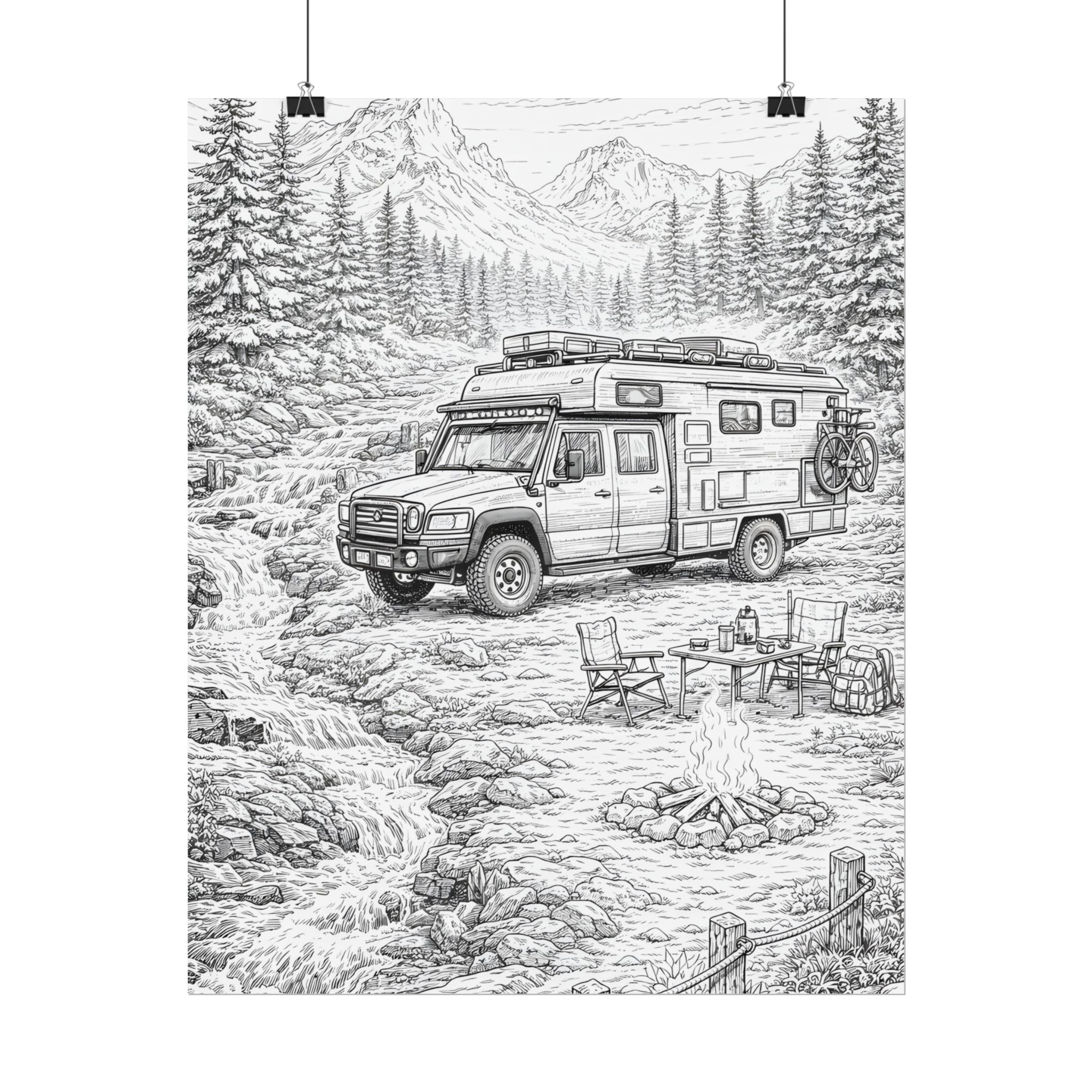 Campervan Poster — Vintage RV Camping Landscape Wall Art