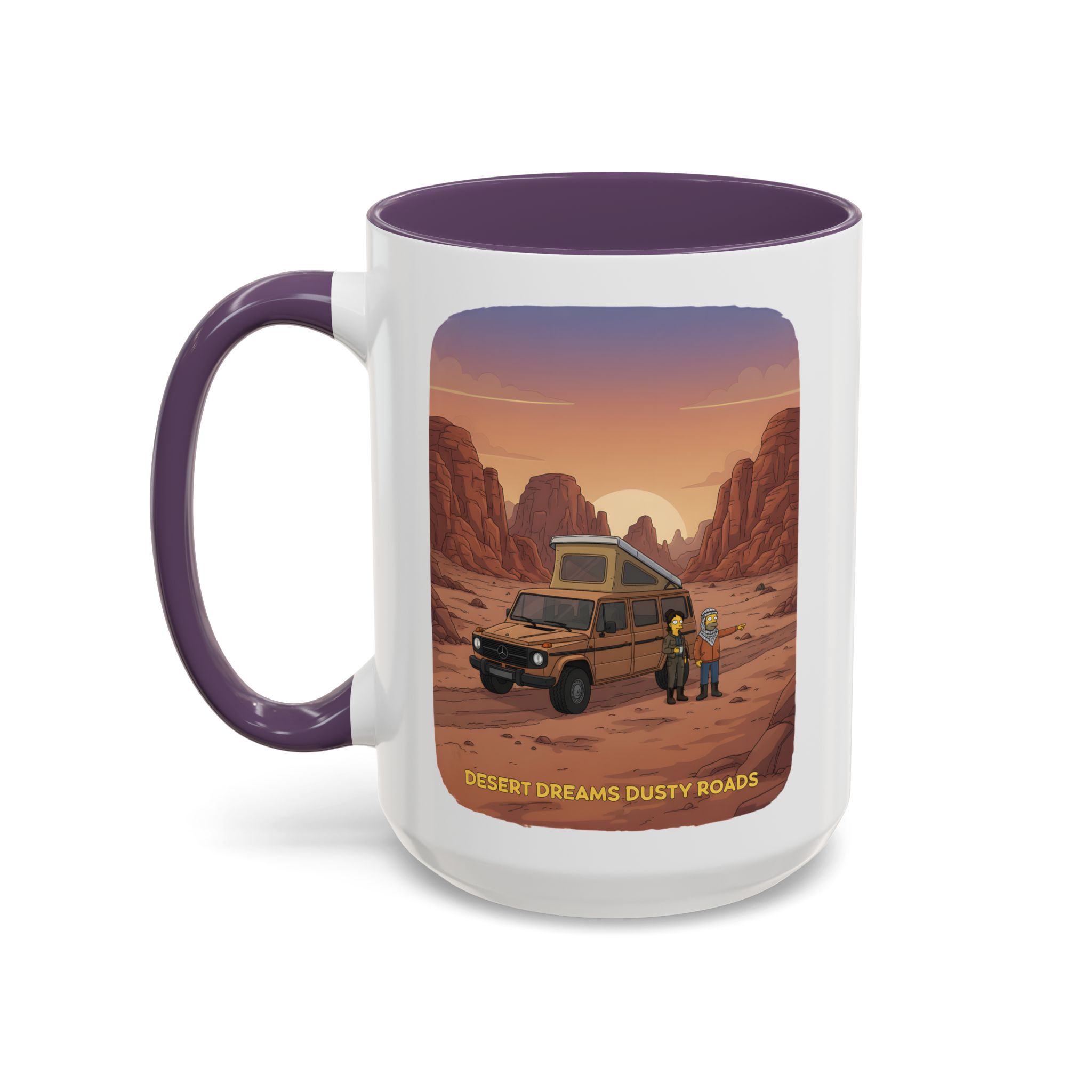 Accent Coffee Mug (11, 15oz) — "Desert Dreams Dusty Roads" Design Sitcom-Line