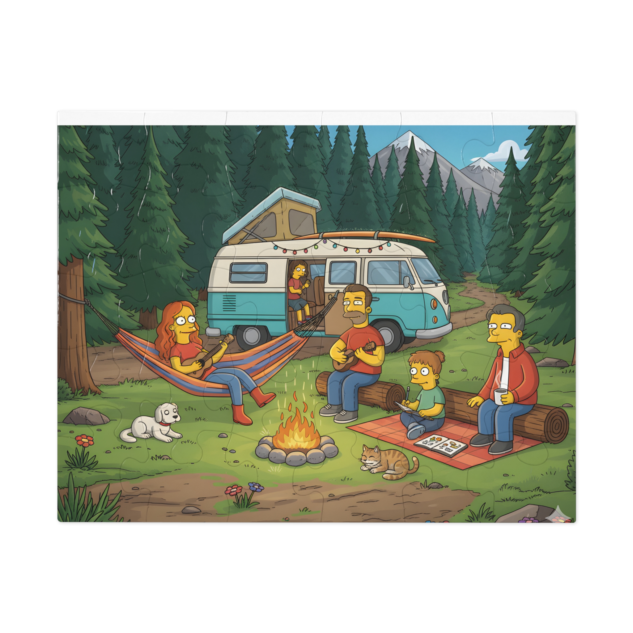 Jigsaw Puzzle with Tin — Scenic Campervan Campfire