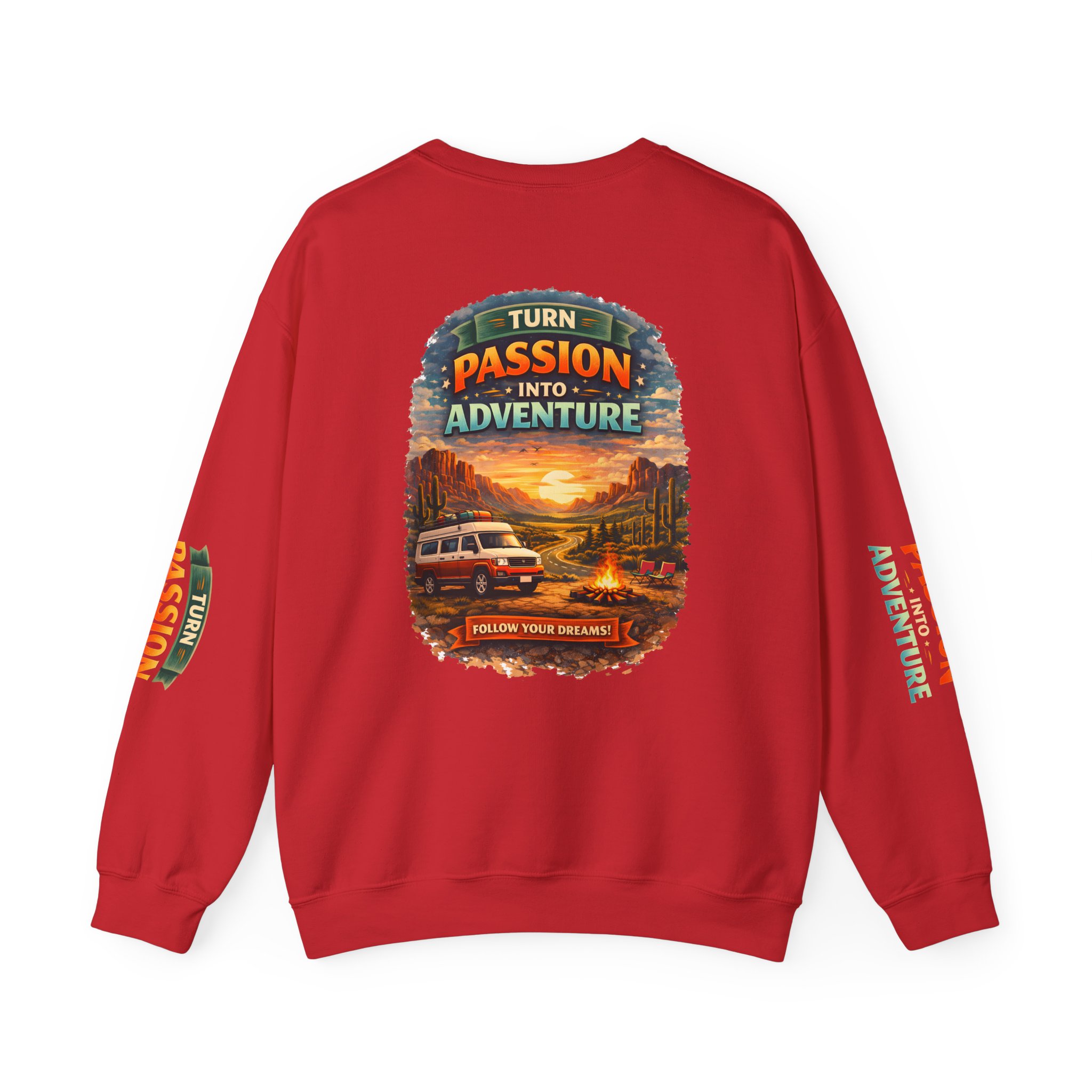 Unisex Heavy Blend™ Crewneck Sweatshirt — "Turn Passion Into Adventure" Design Scenic-Line
