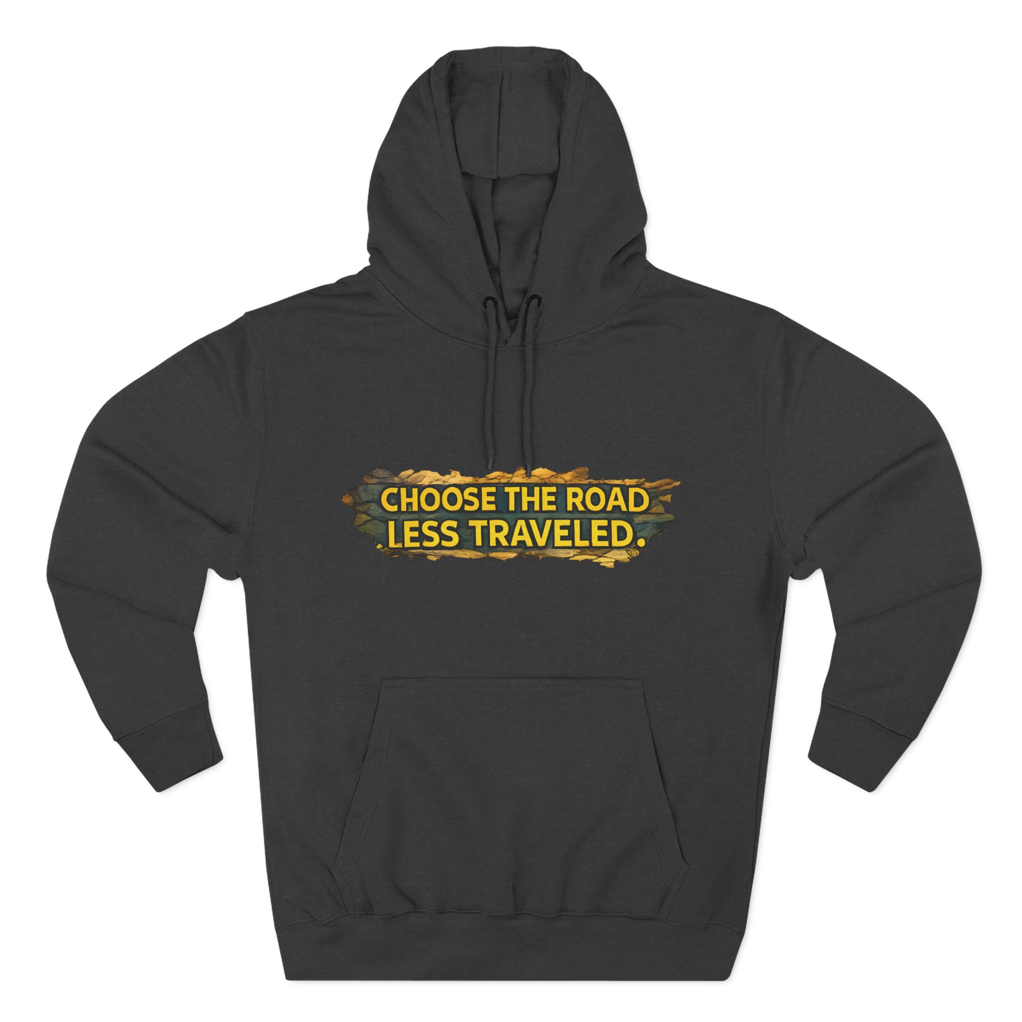 Three-Panel Fleece Hoodie - "Choose The Road Less Traveled" Design Cubic-Line