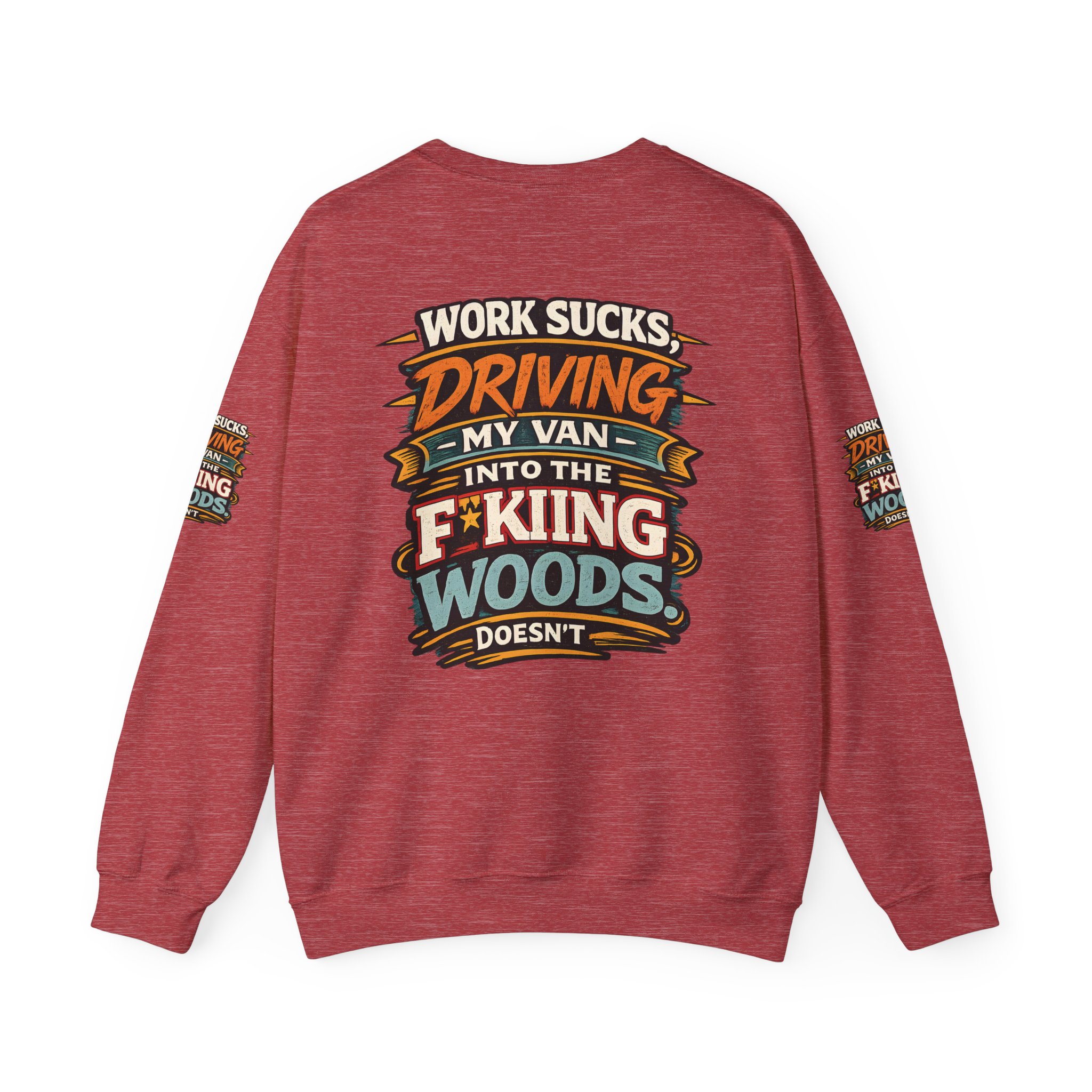 Unisex Heavy Blend™ Crewneck Sweatshirt — "Work Sucks" Design F**K-Line